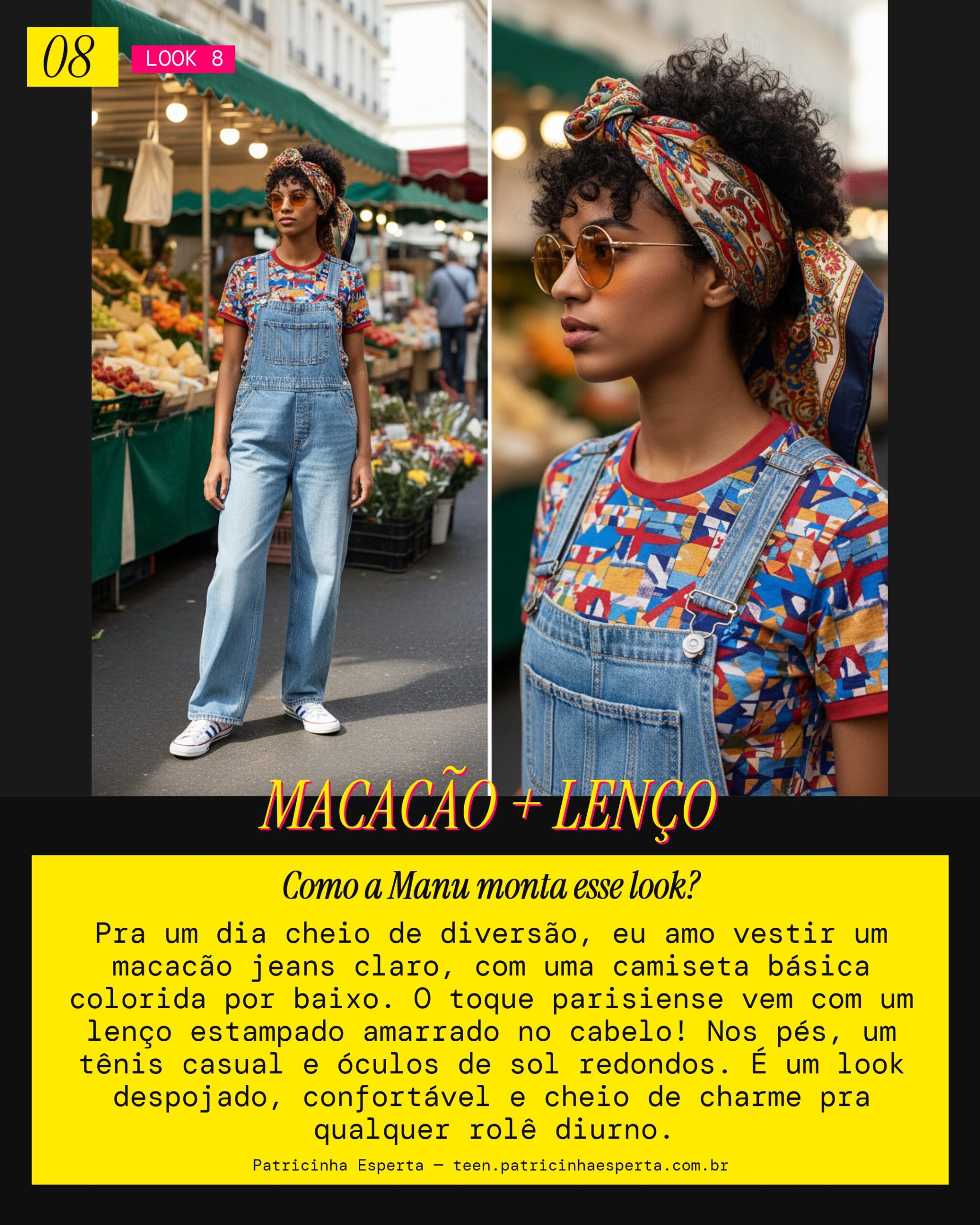MANU RECOMENDA: Macacão Jeans com Lenço no Cabelo pra um Dia Divertido