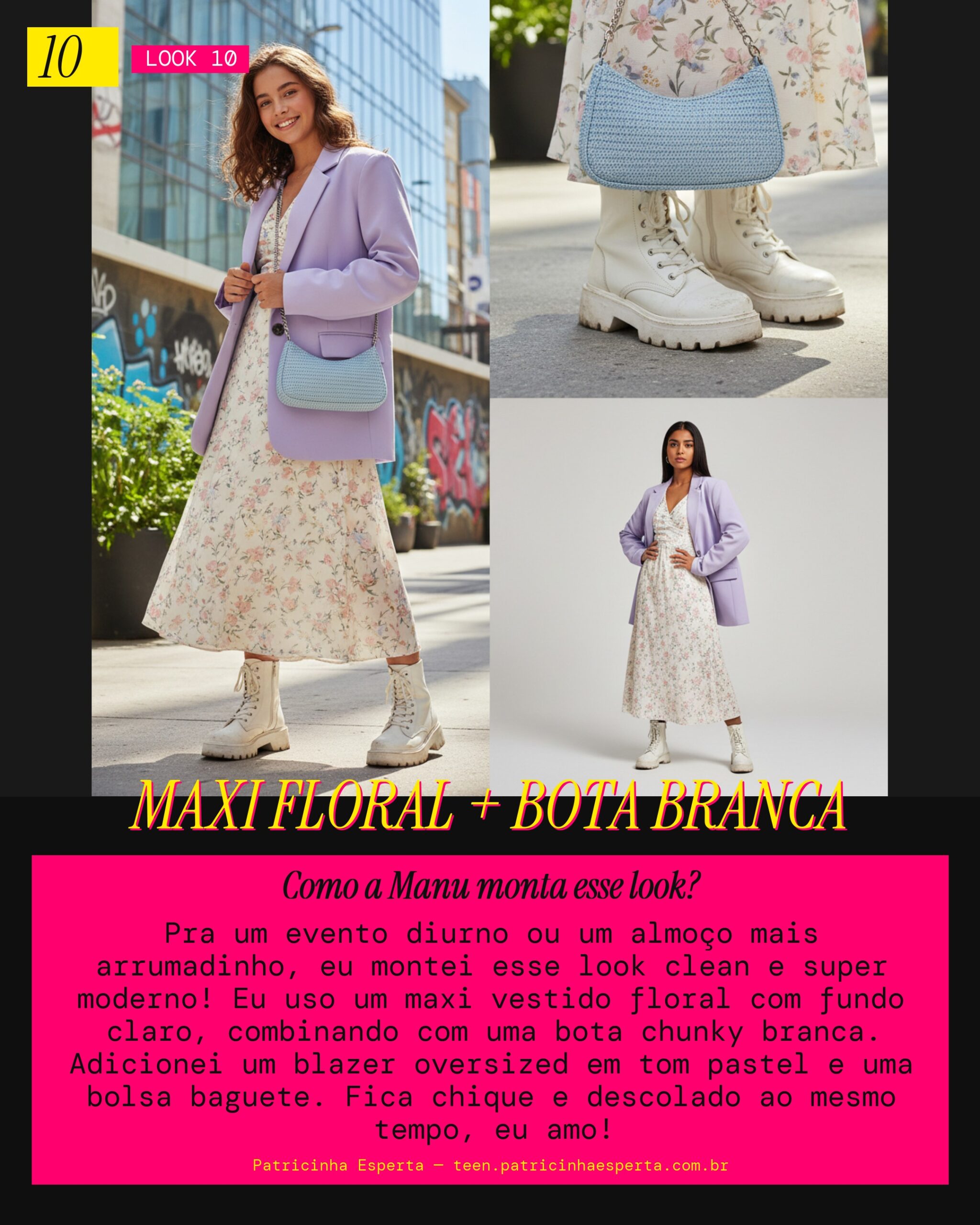 MANU RECOMENDA: Maxi Floral com Bota Chunky Branca Pra Uma Vibe Clean e Moderna