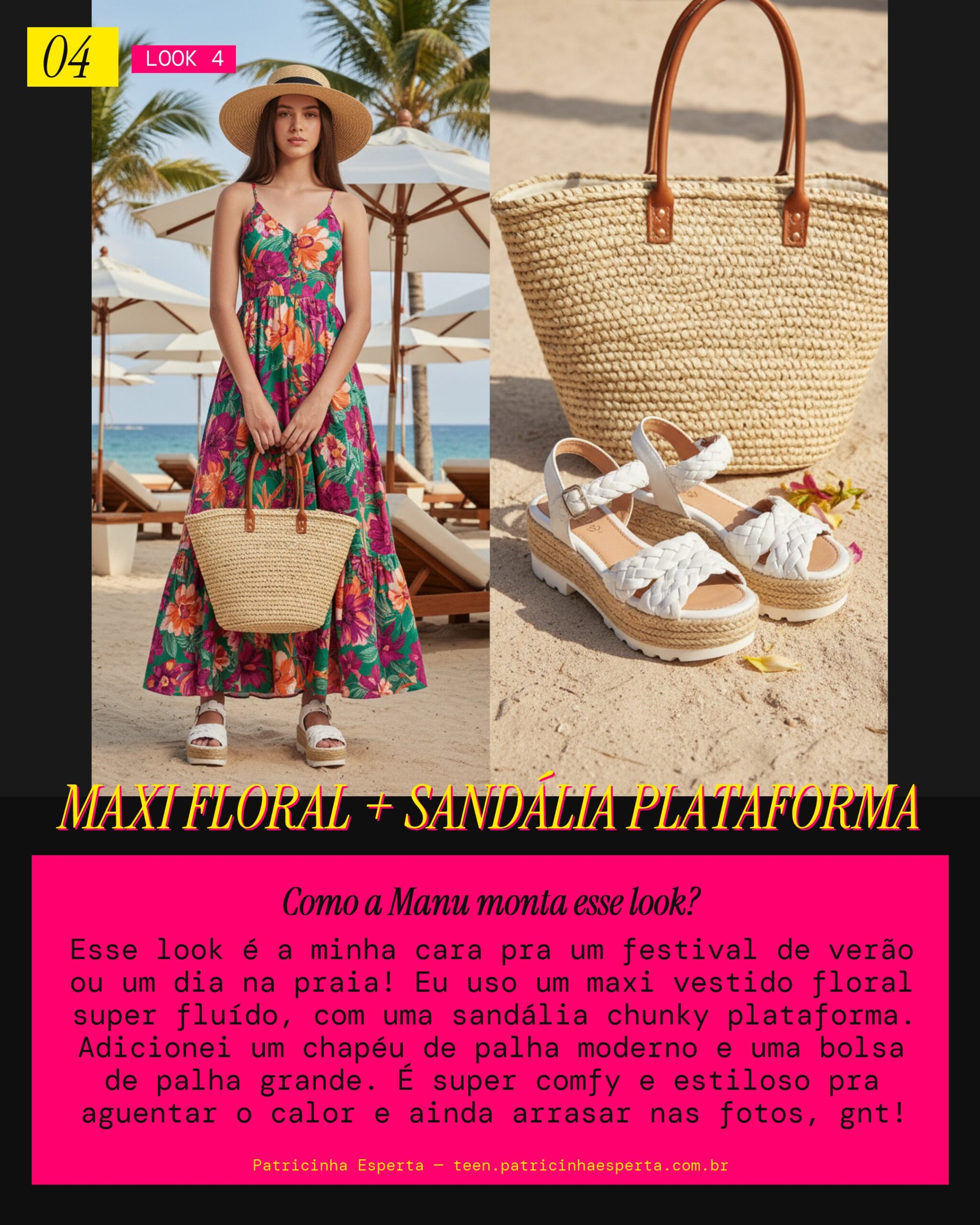 MANU RECOMENDA: Maxi Floral com Chunky Platform Sandal Pra Um Festival de Verão