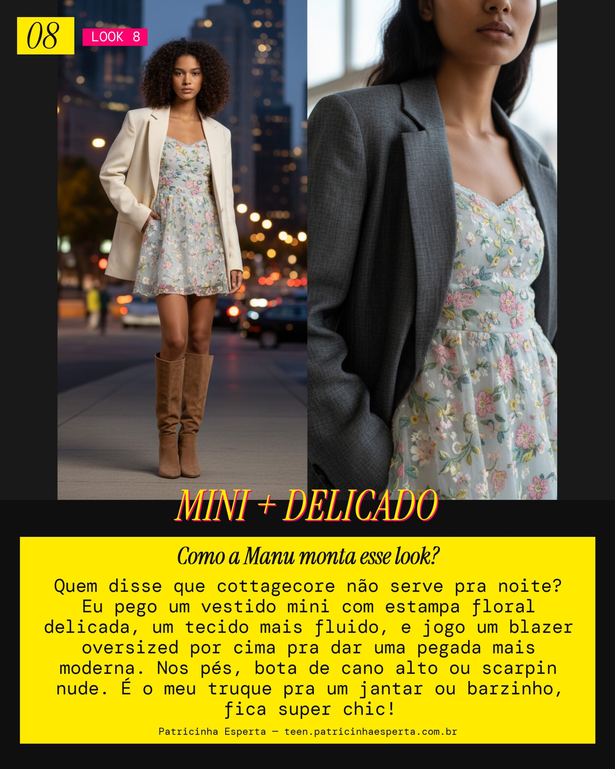 MANU RECOMENDA: Vestido Mini com Estampa Delicada pra Sair à Noite