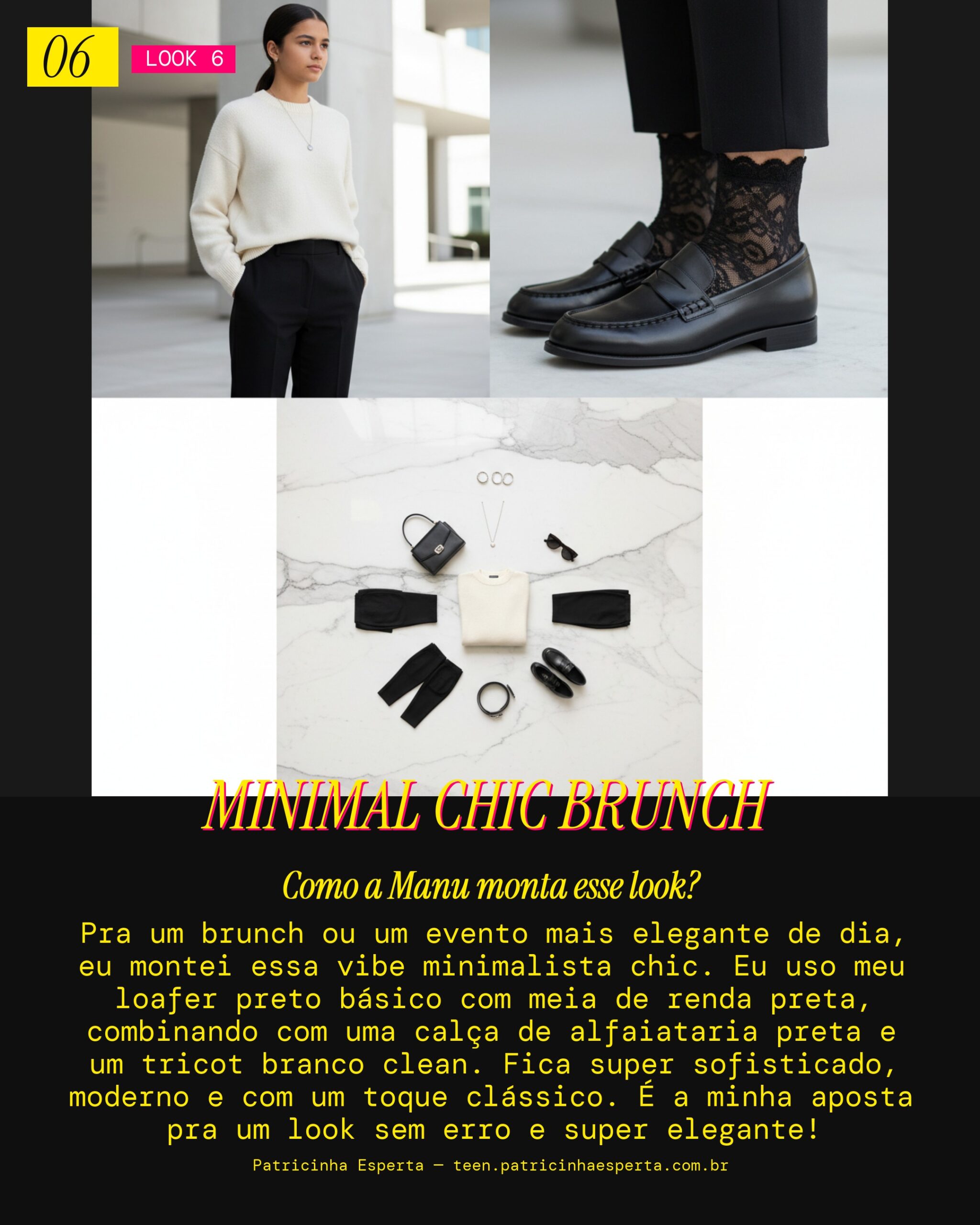 MANU RECOMENDA: Loafer Minimalista com Meia de Renda pra um Brunch