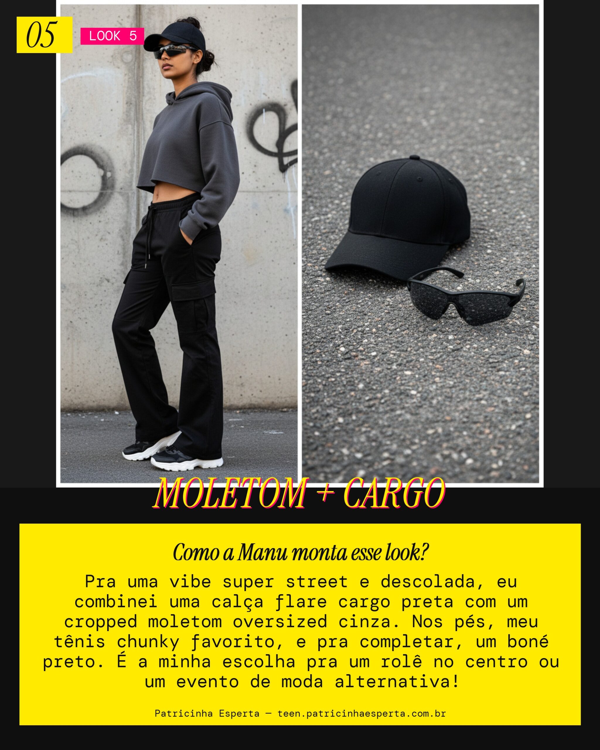 MANU RECOMENDA: Cropped Moletom + Flare Cargo pra Vibe Street