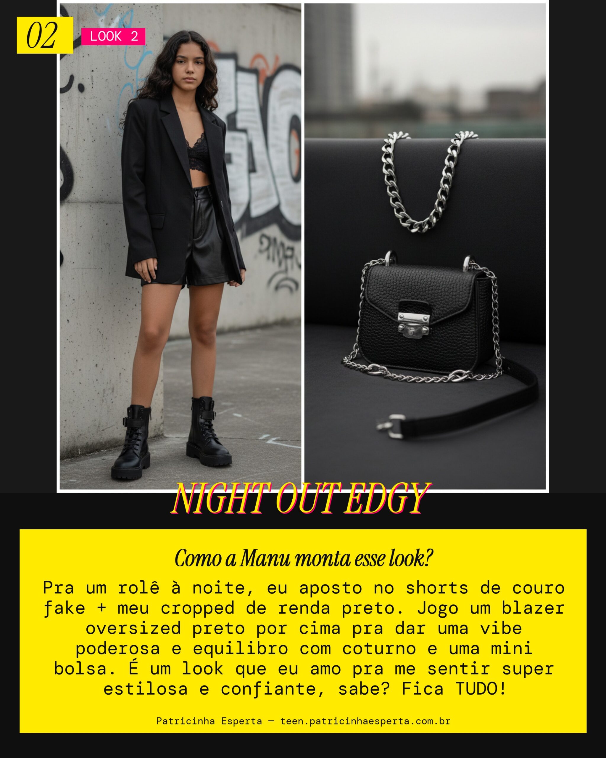 MANU RECOMENDA: Blazer Preto e Shorts de Couro pra Noite