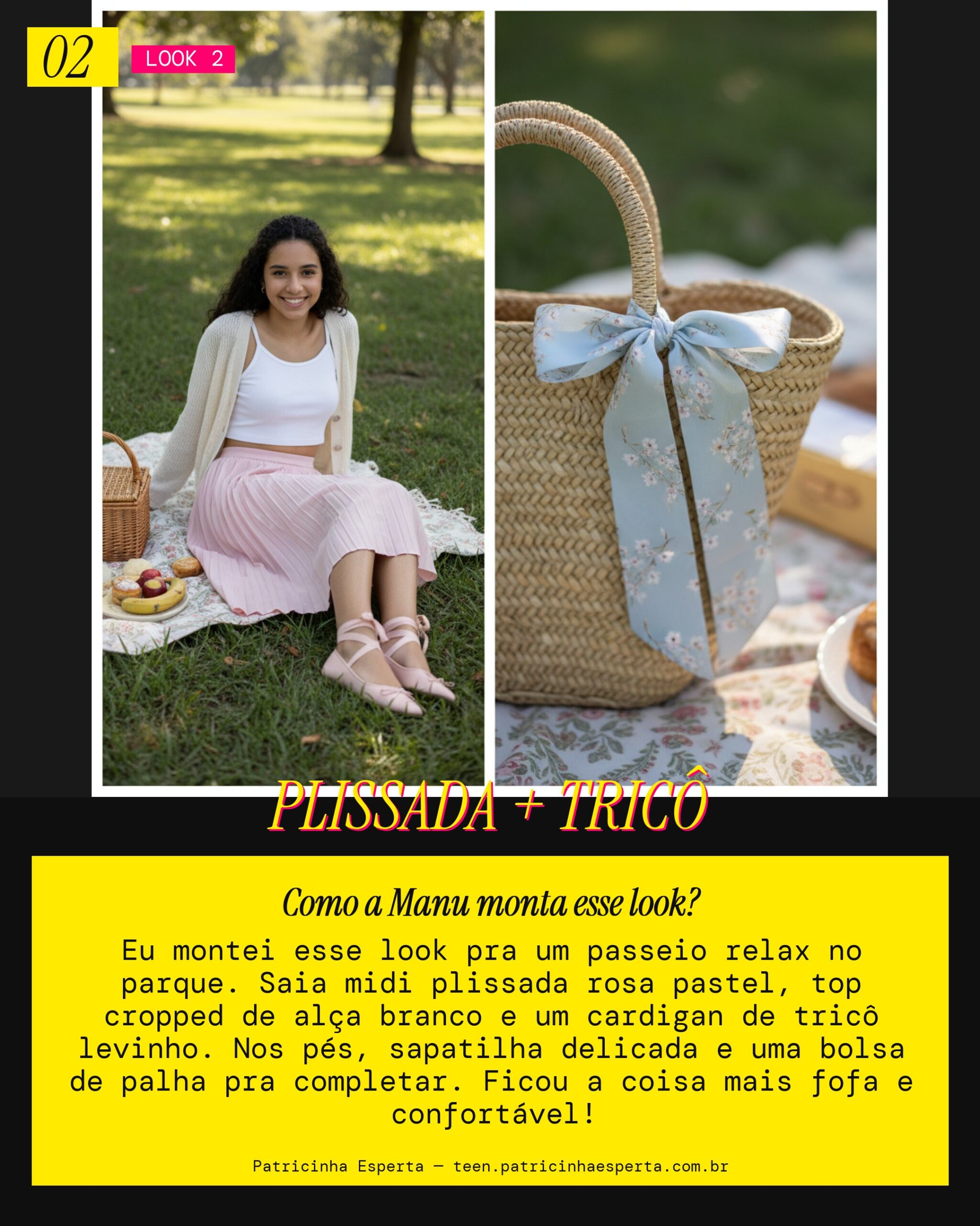 MANU RECOMENDA: Saia Plissada e Tricô Pastel pra um Passeio no Parque