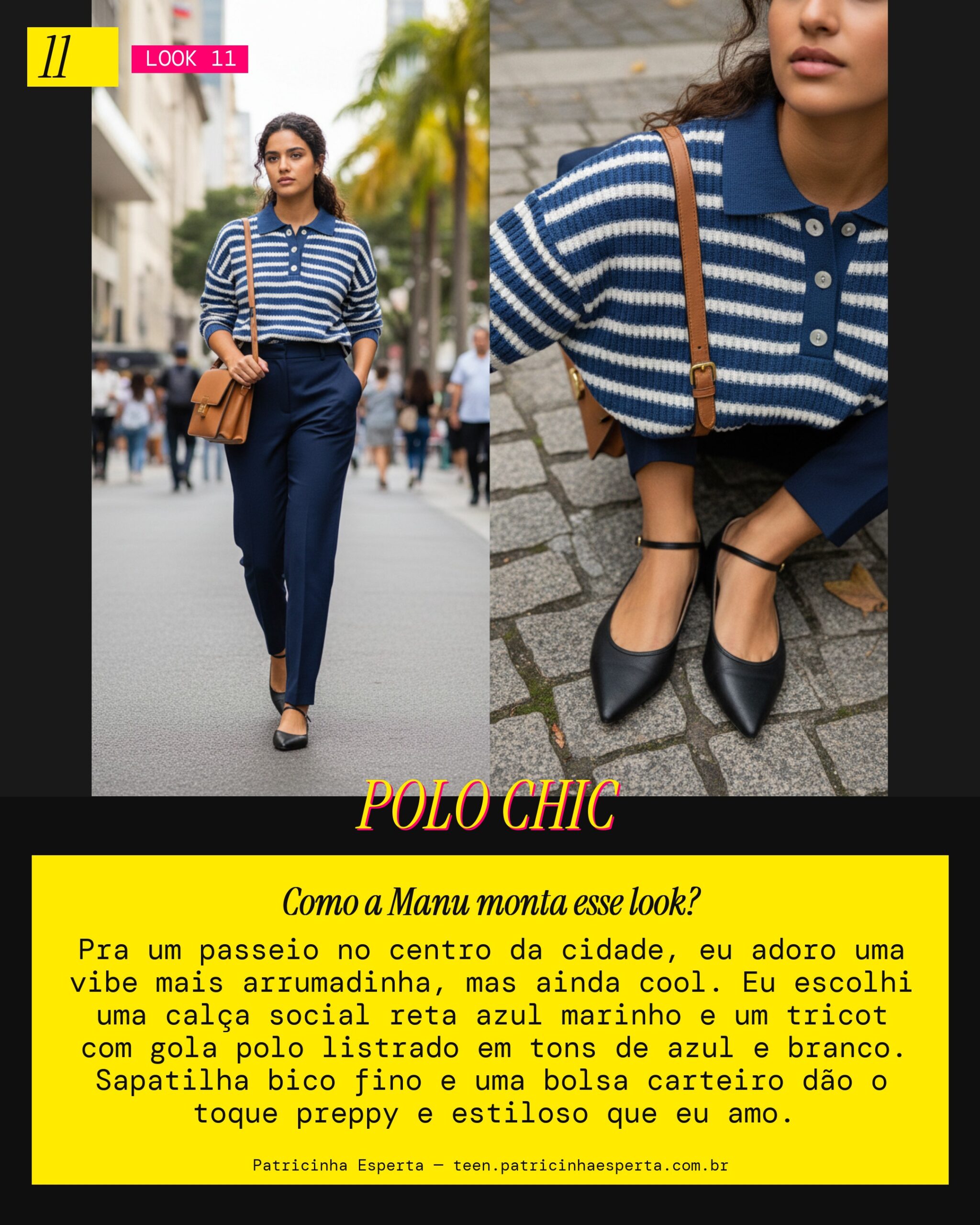 MANU RECOMENDA: Tricot com Gola Polo e Calça Social Reta pra um Passeio no Centro