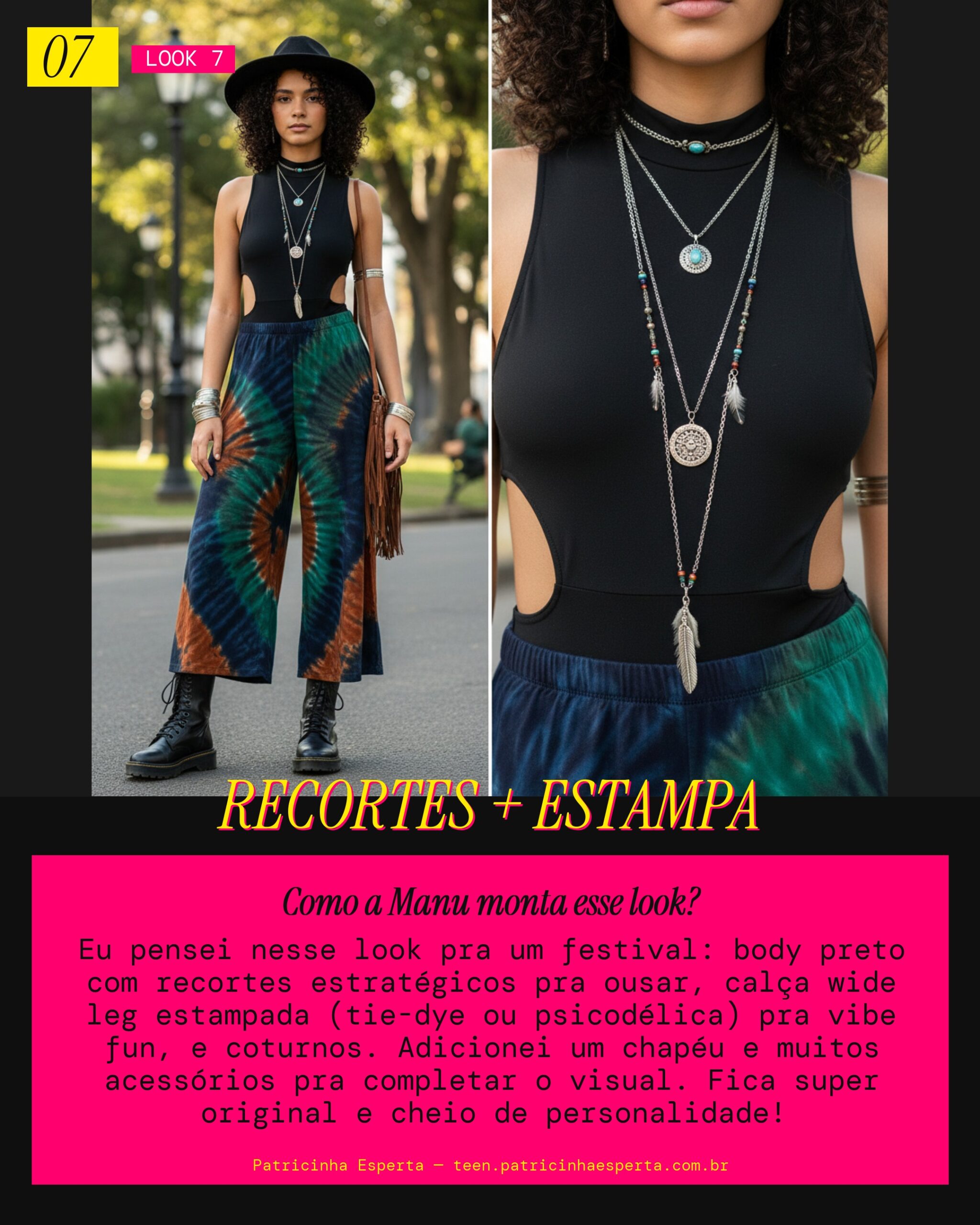 MANU RECOMENDA: Body com Recortes e Wide Leg Estampada pra Festival