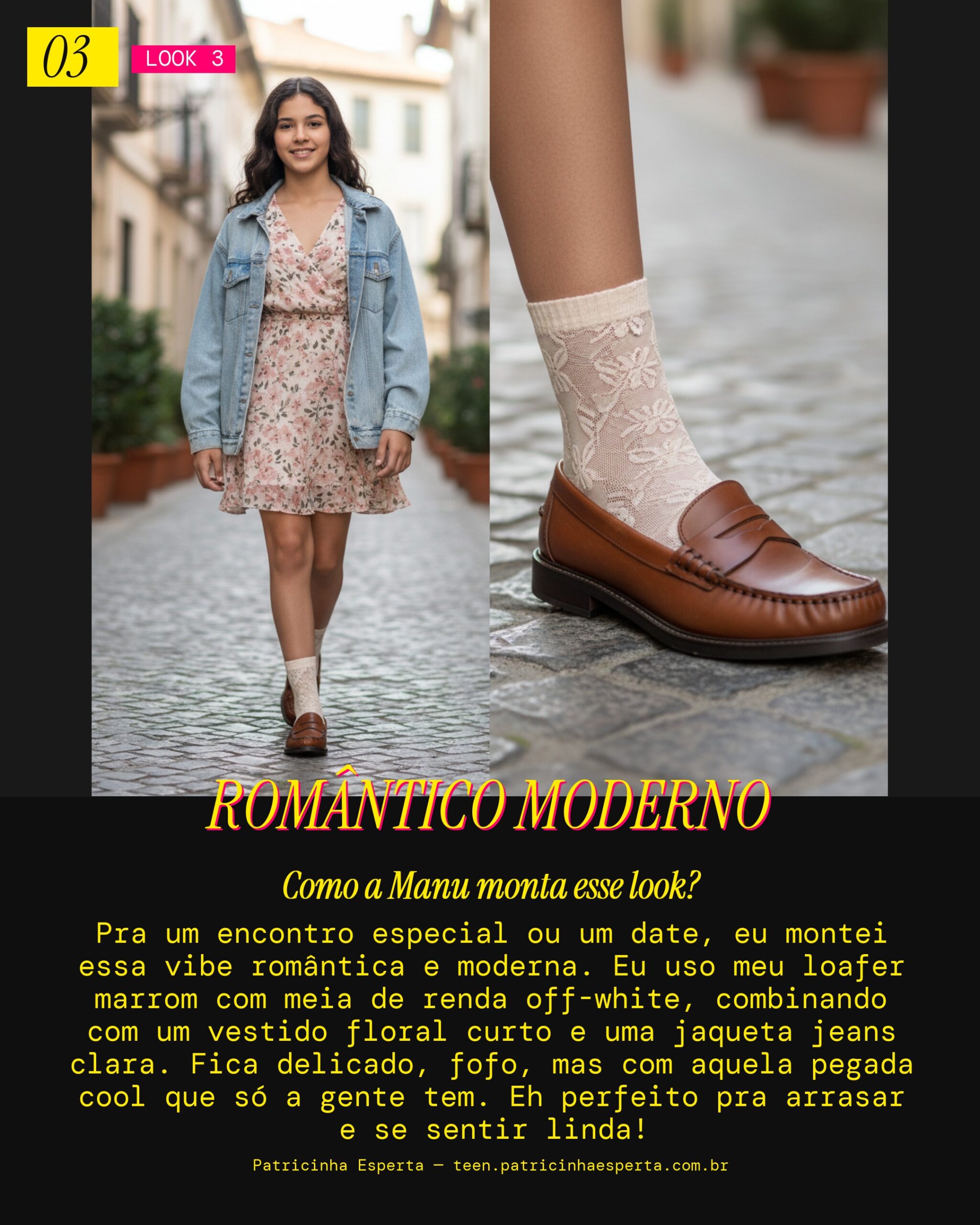 MANU RECOMENDA: Loafer Marrom com Meia de Renda pra um Encontro