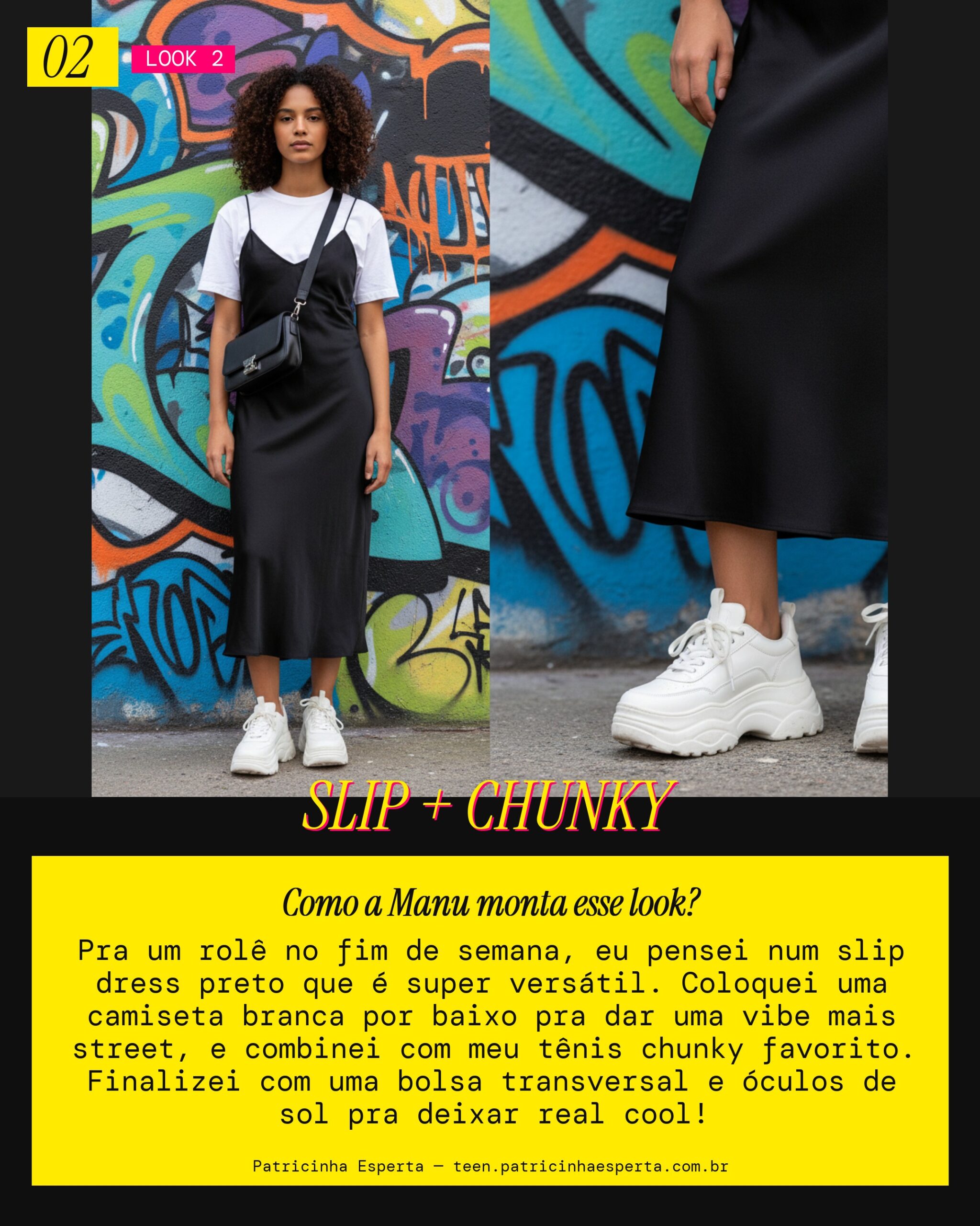 MANU RECOMENDA: Slip Dress com Tenis Chunky pra um Rolê Urbano