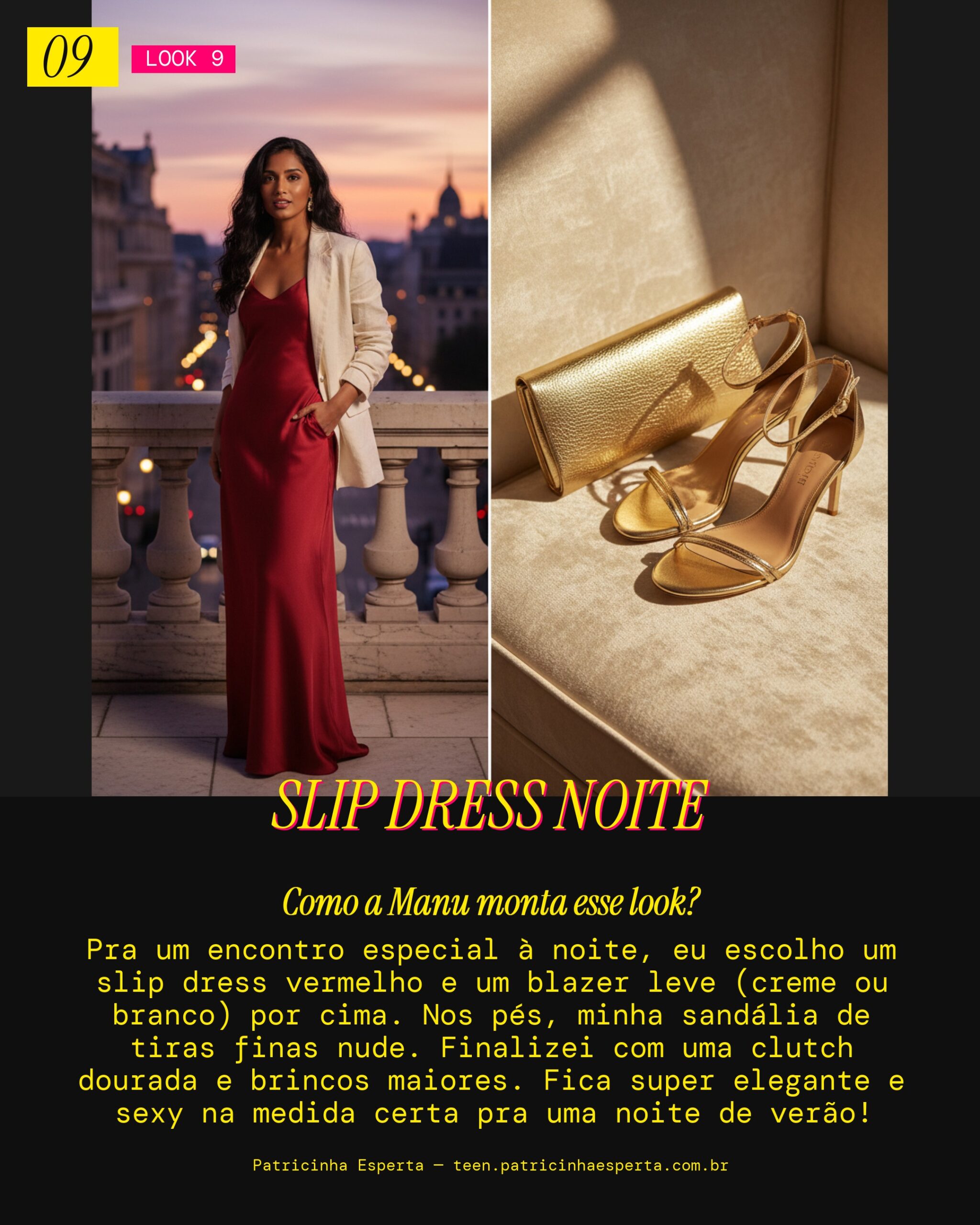 MANU RECOMENDA: Vestido Slip Dress Vermelho com Blazer Leve pra um Encontro Noturno
