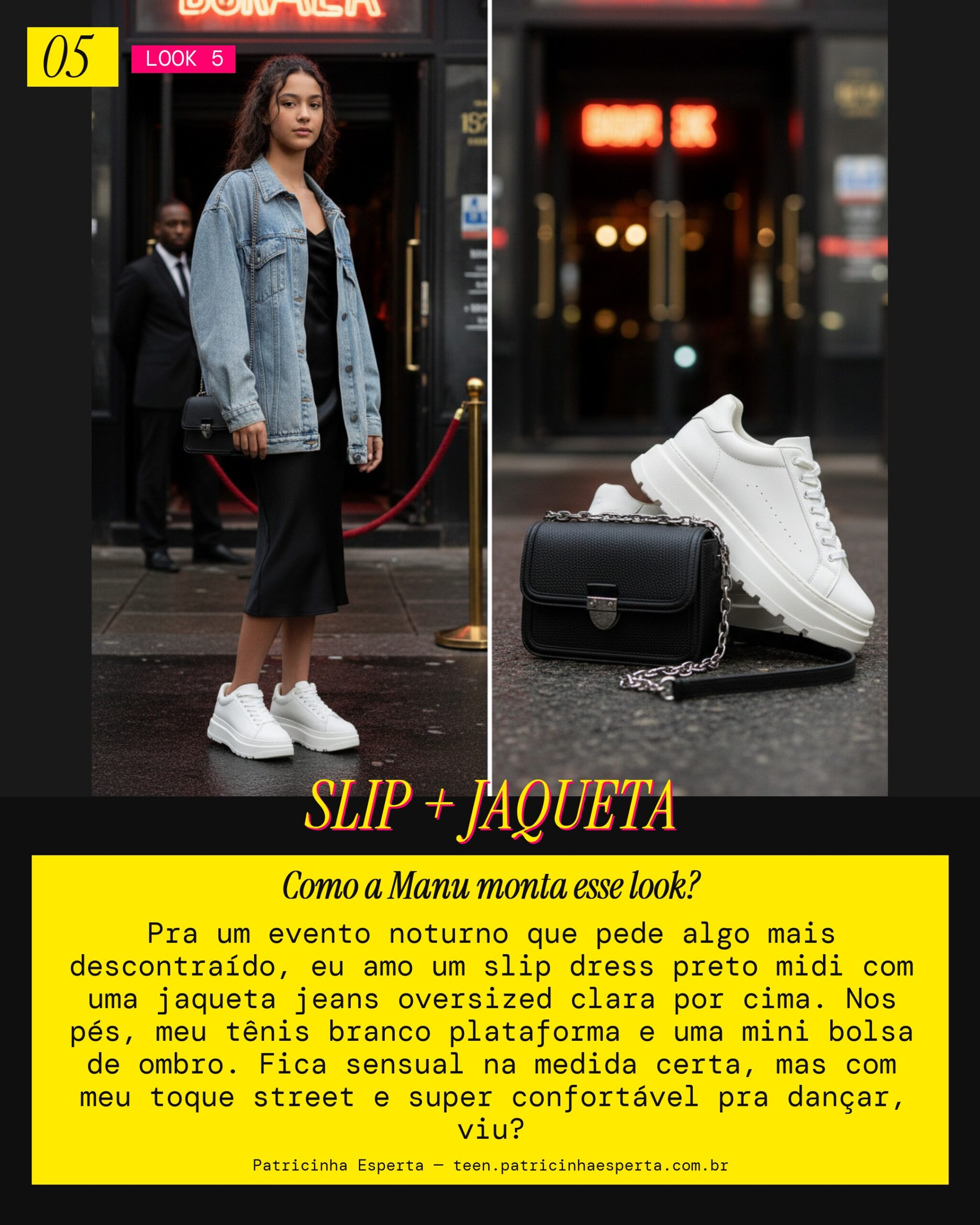 MANU RECOMENDA: Slip Dress e Jaqueta Jeans pra um Evento Noturno Descontraído