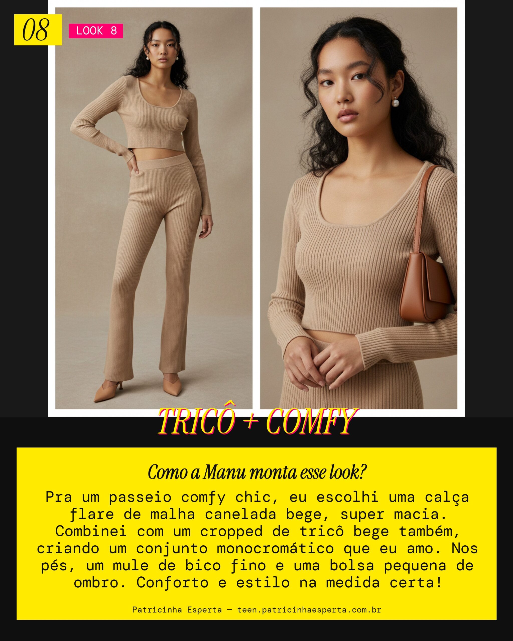 MANU RECOMENDA: Cropped Tricô + Flare Canelada pra um Passeio Chique