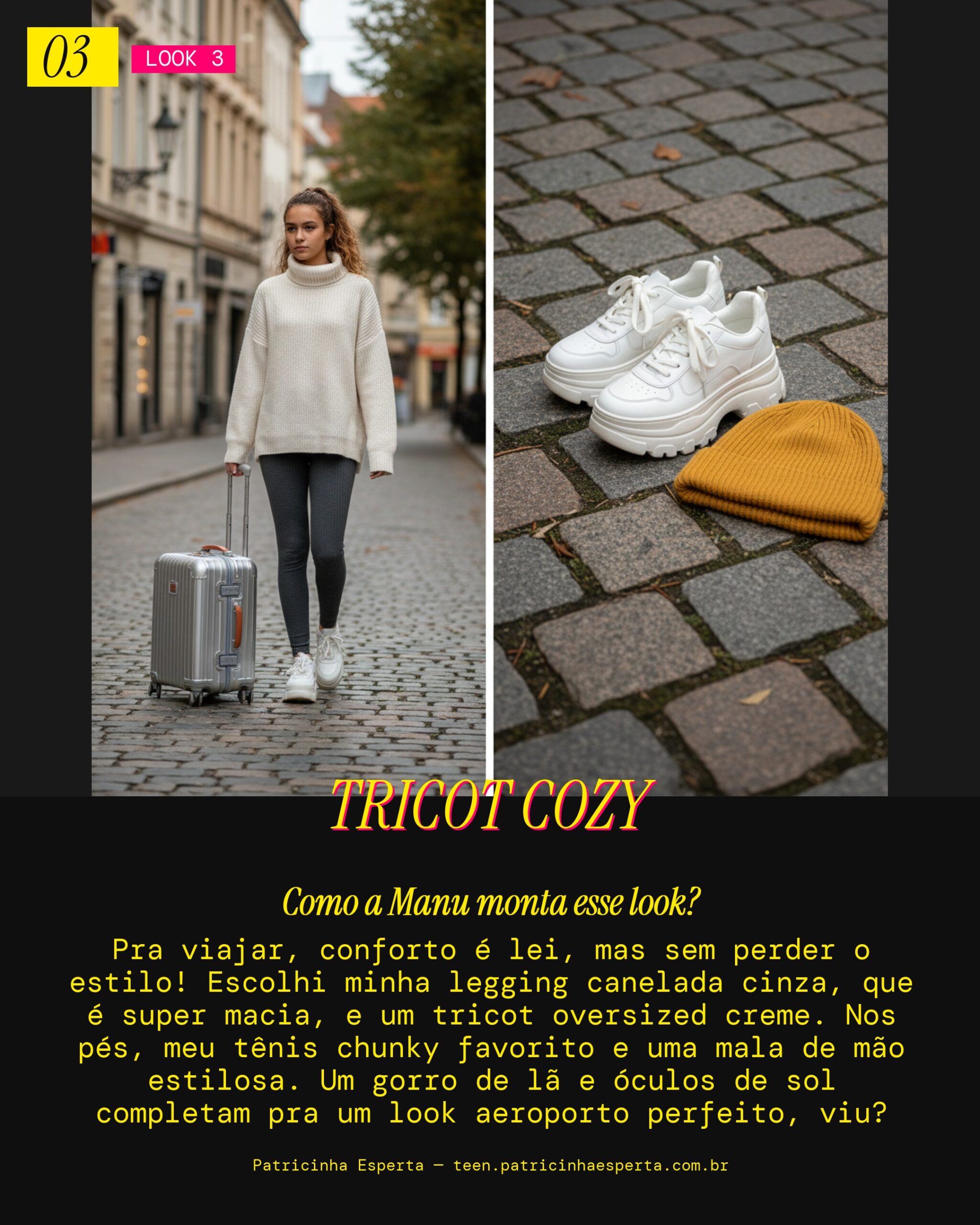 MANU RECOMENDA: Legging Canelada com Tricot Oversized pra Viagem Confortável