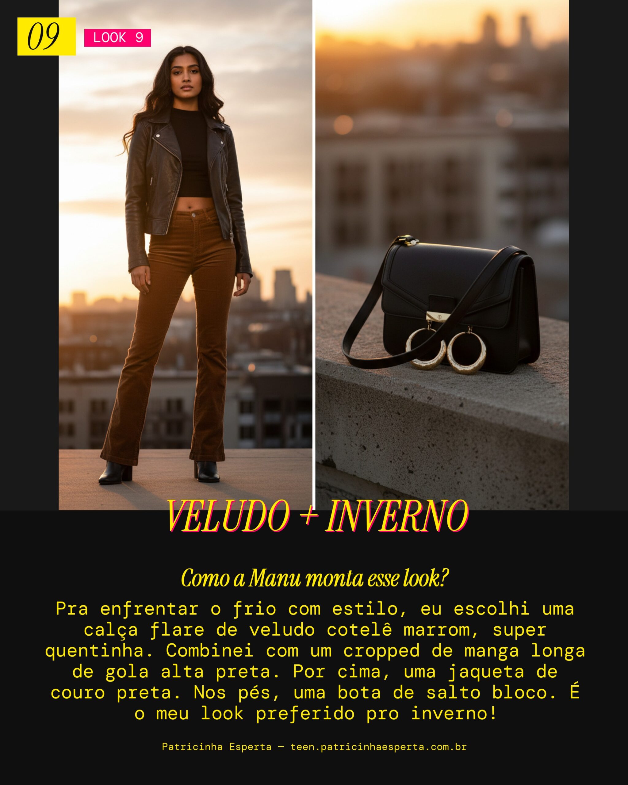 MANU RECOMENDA: Cropped Manga Longa + Flare Veludo pra um Inverno com Estilo