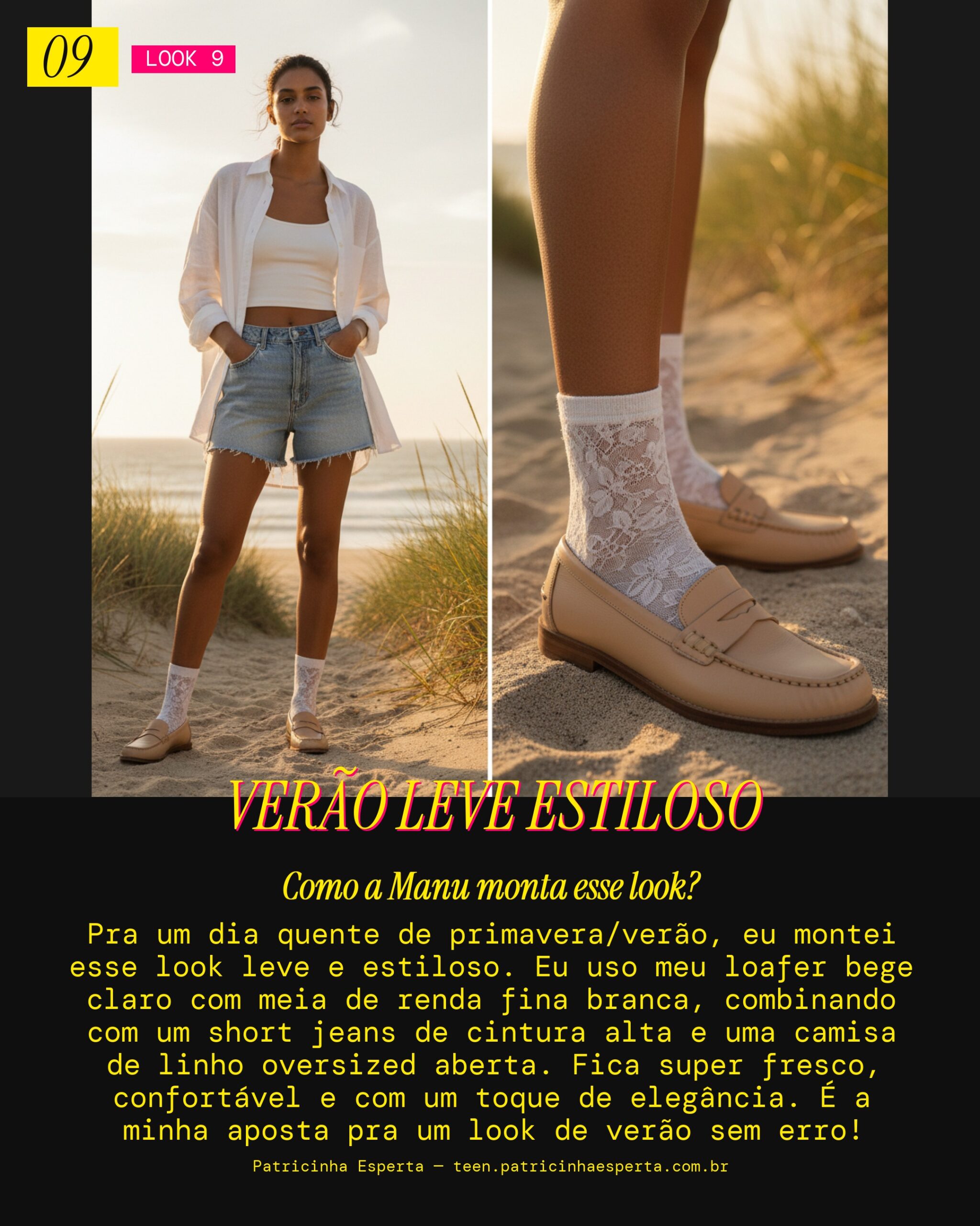 MANU RECOMENDA: Loafer Claro com Meia de Renda pra Primavera/Verão