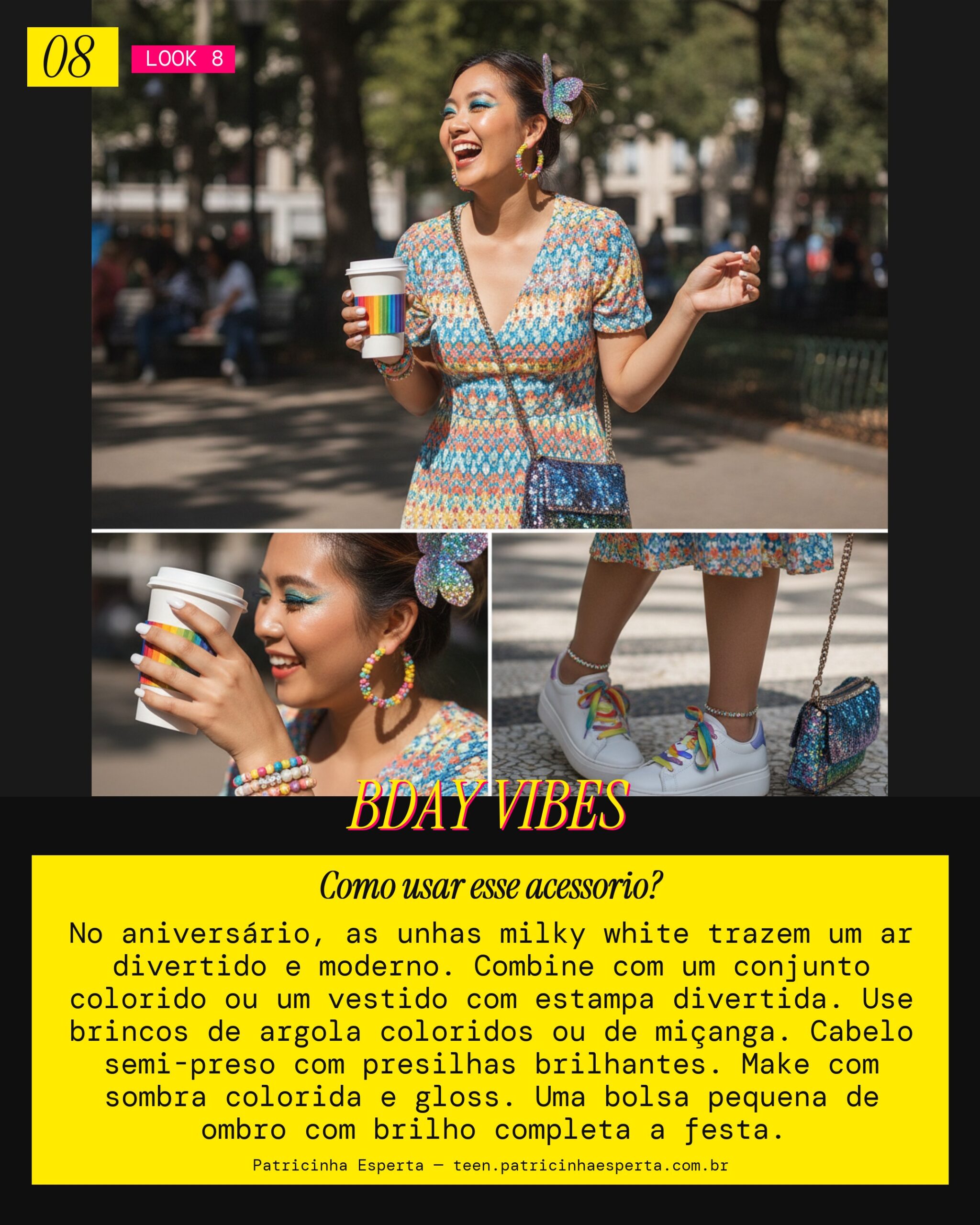 Unhas Milky White: Aniversário Fun e Descolado