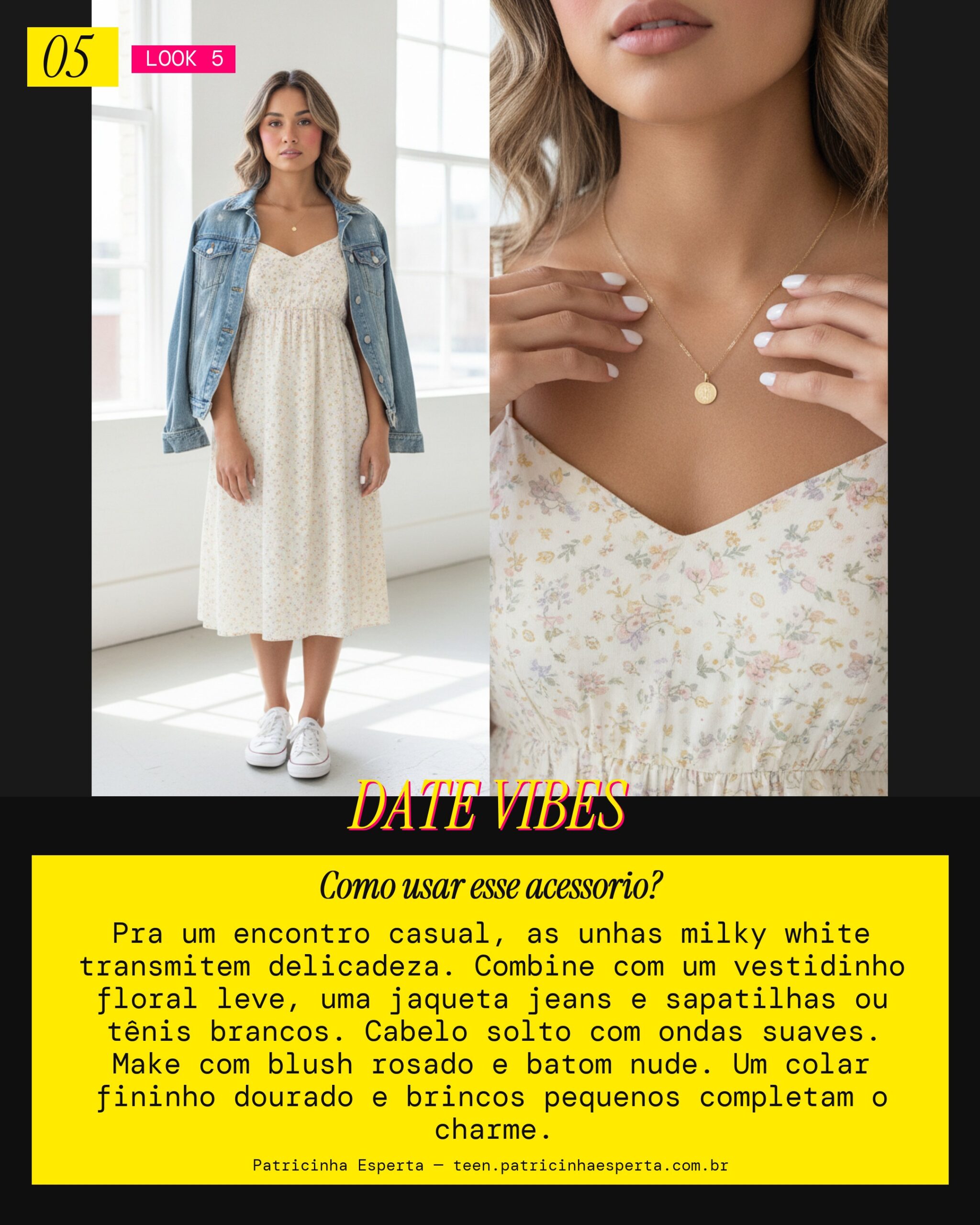 Unhas Milky White: Encontro Casual Fofo