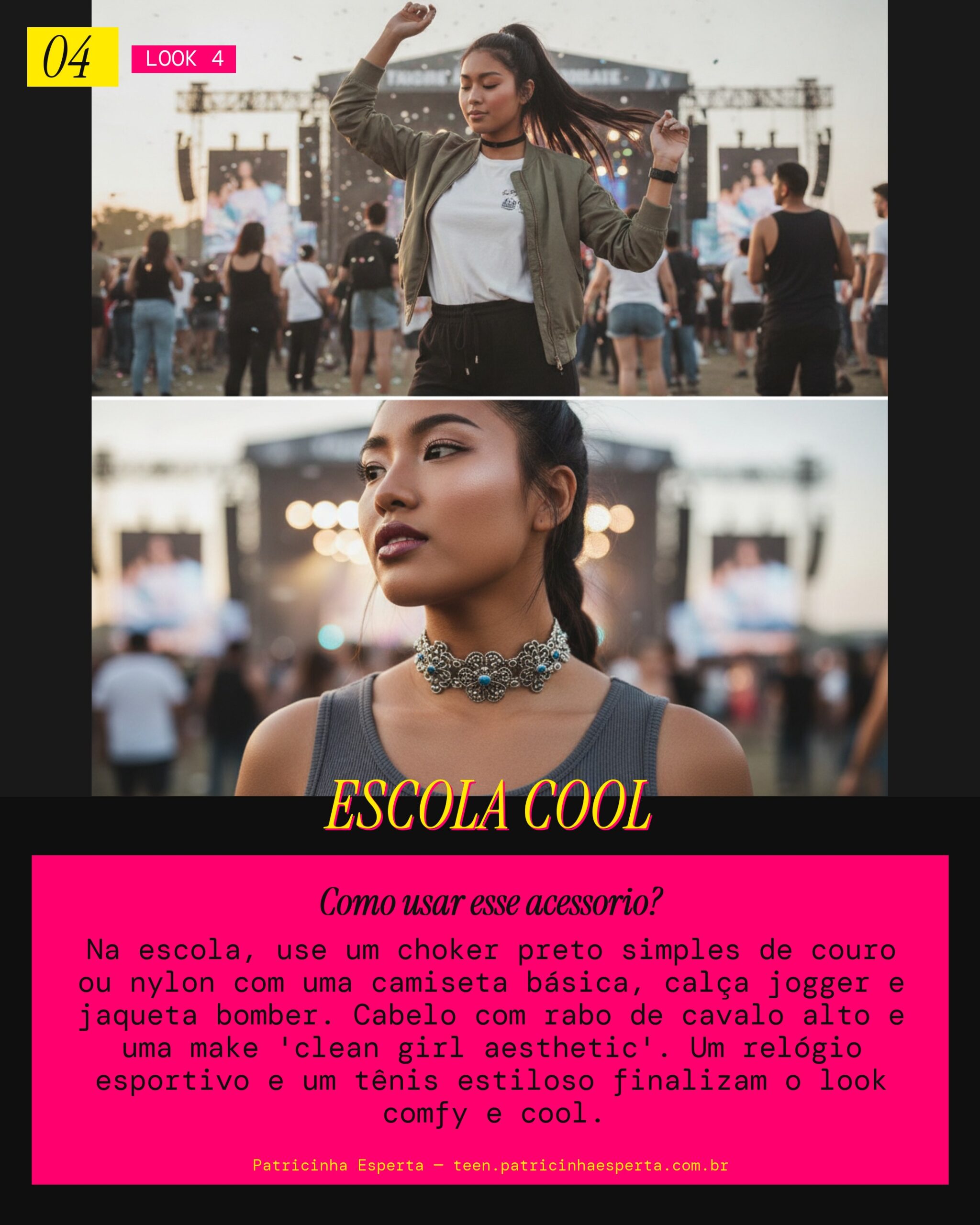 Colar Choker Preto: School Swag