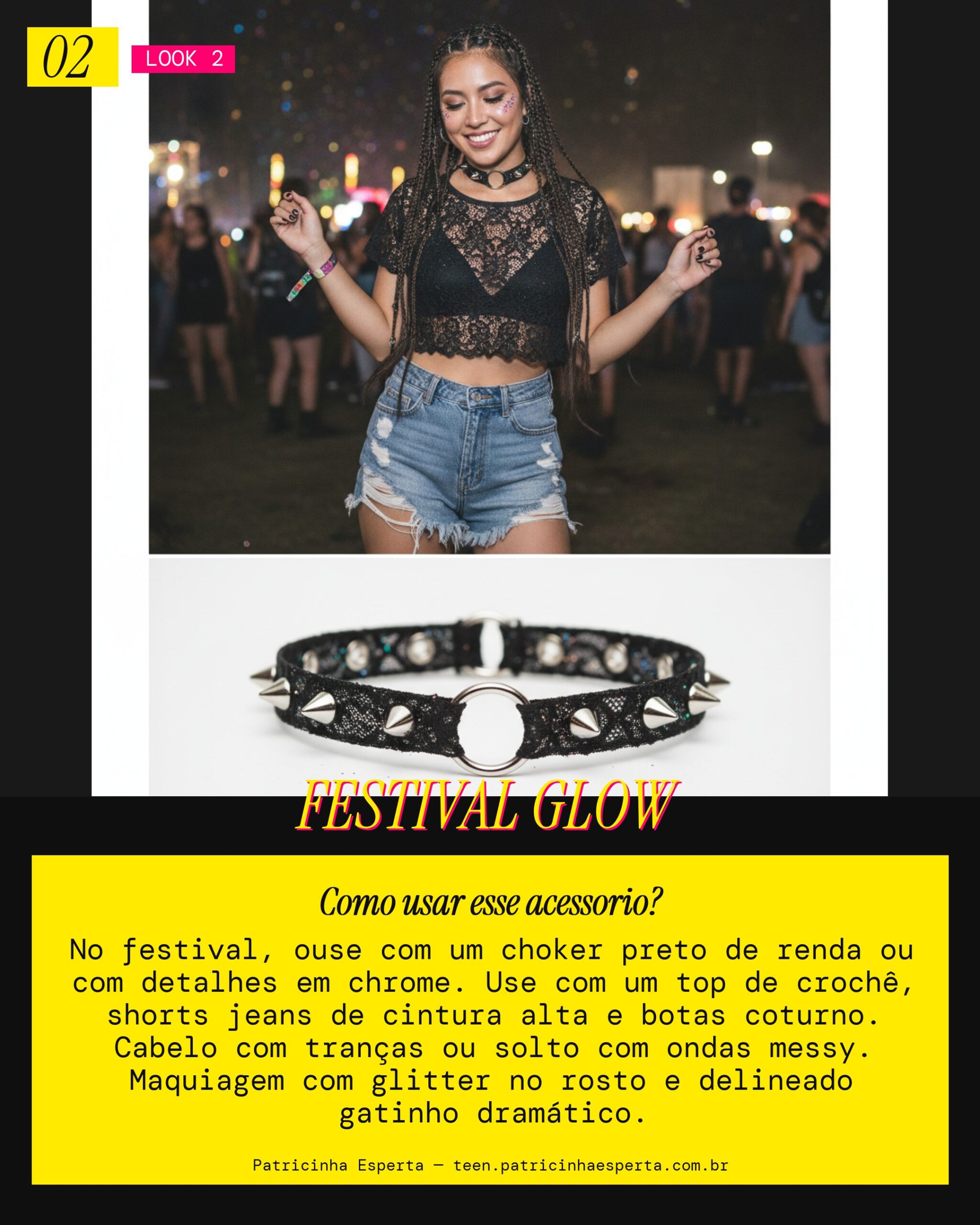 Colar Choker Preto: Festival Vibe