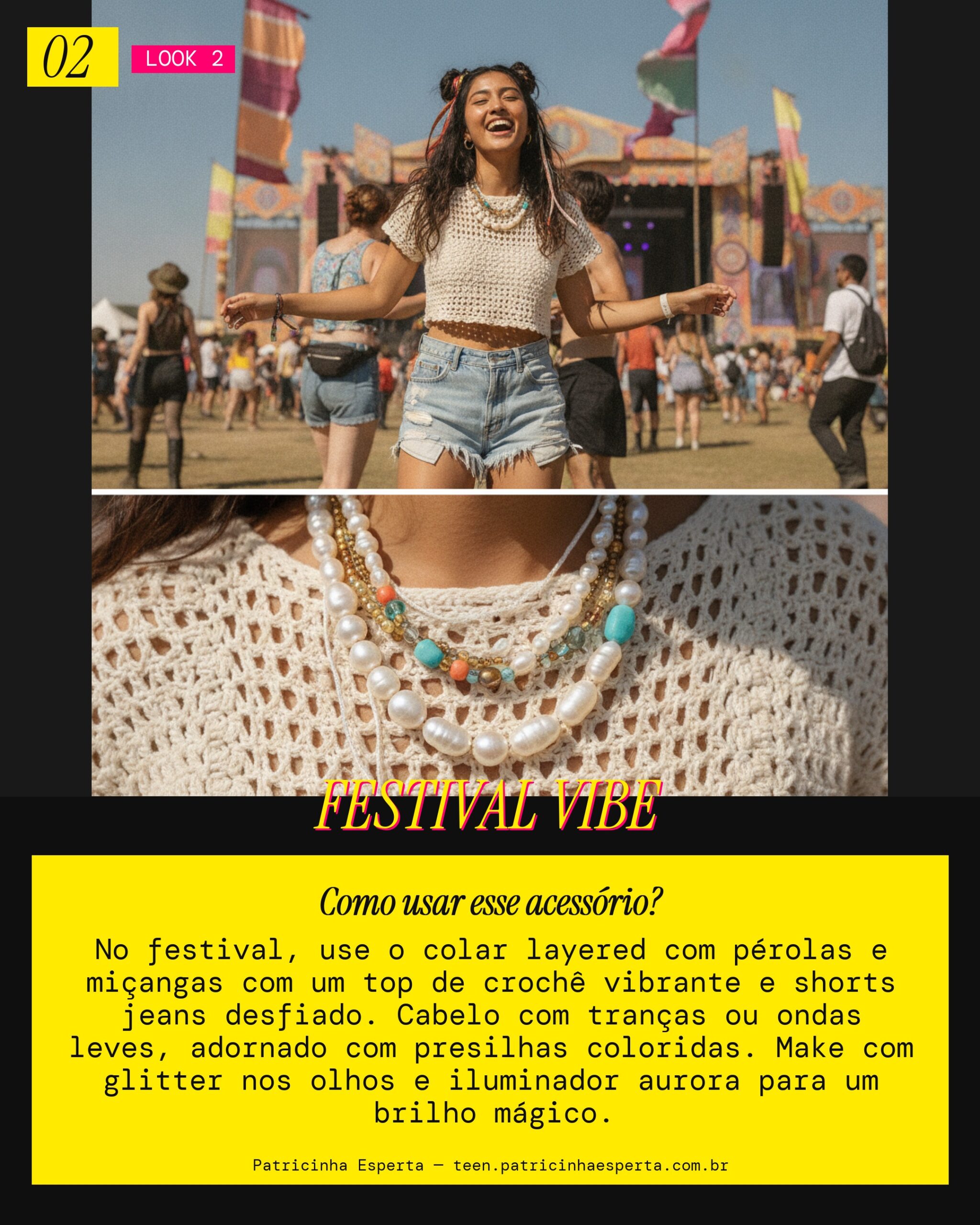 Colar Pérola Layered: Festival Fever