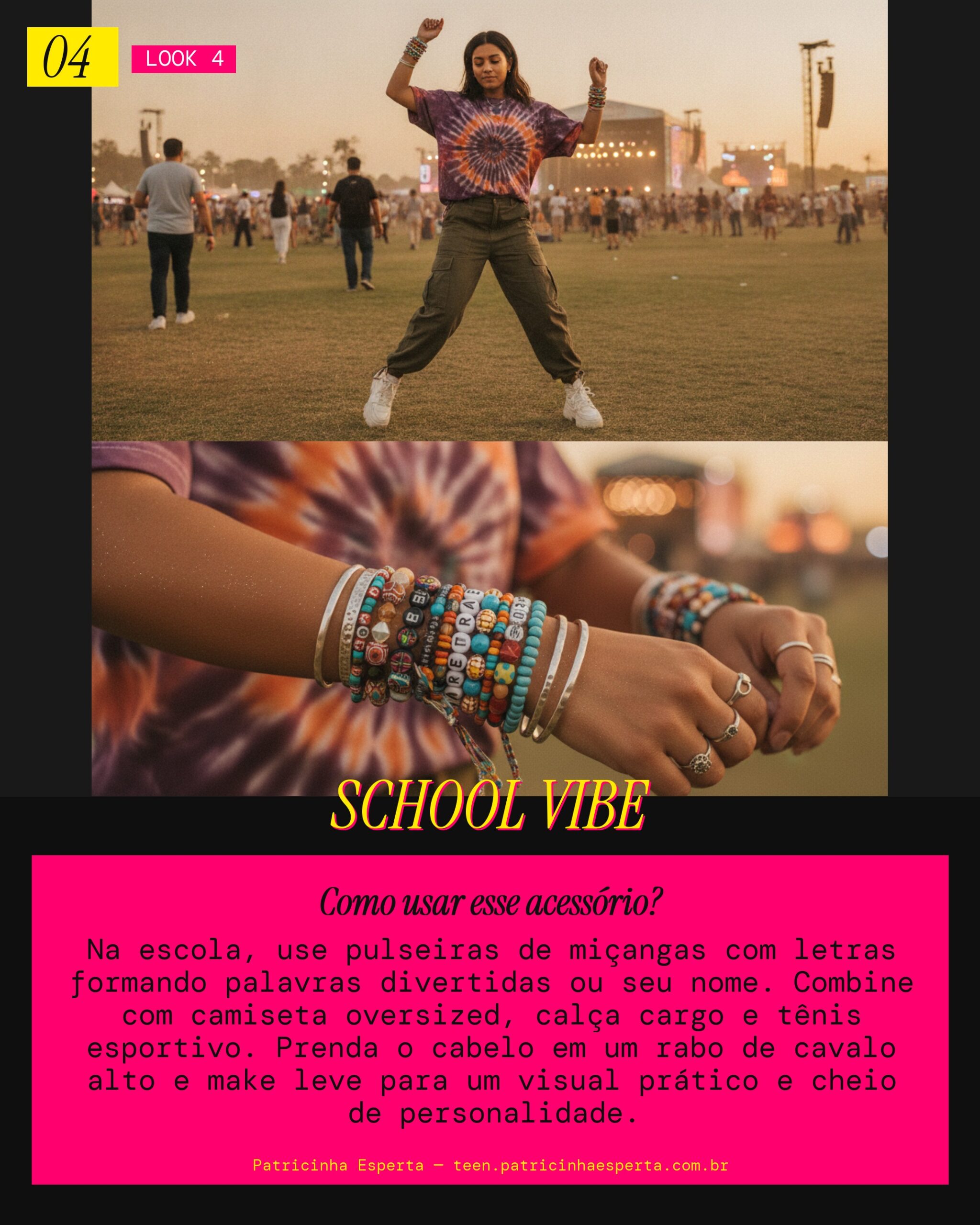 Look 4: Estilosa na escola com pulseira de miçangas