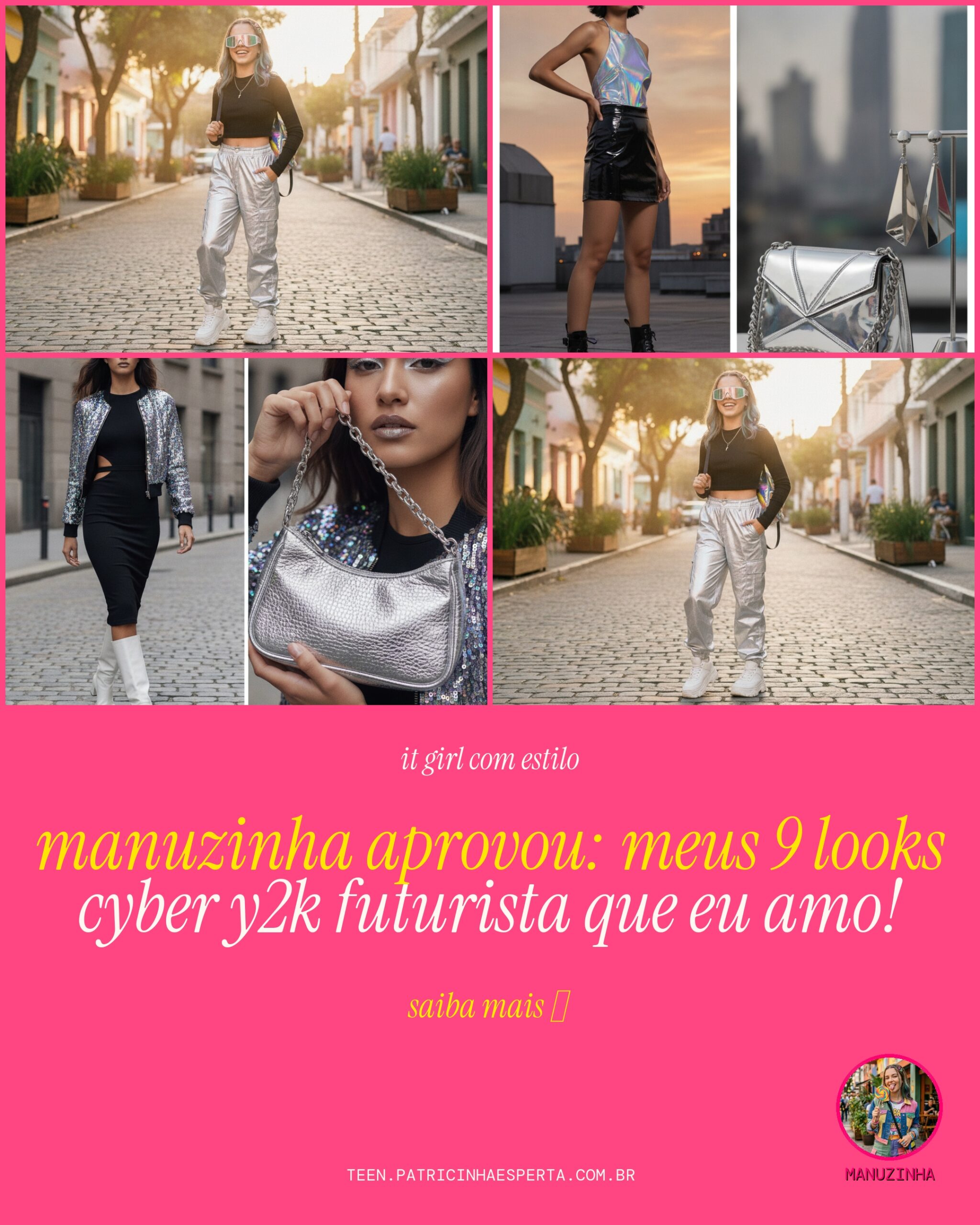 look cyber y2k futurista