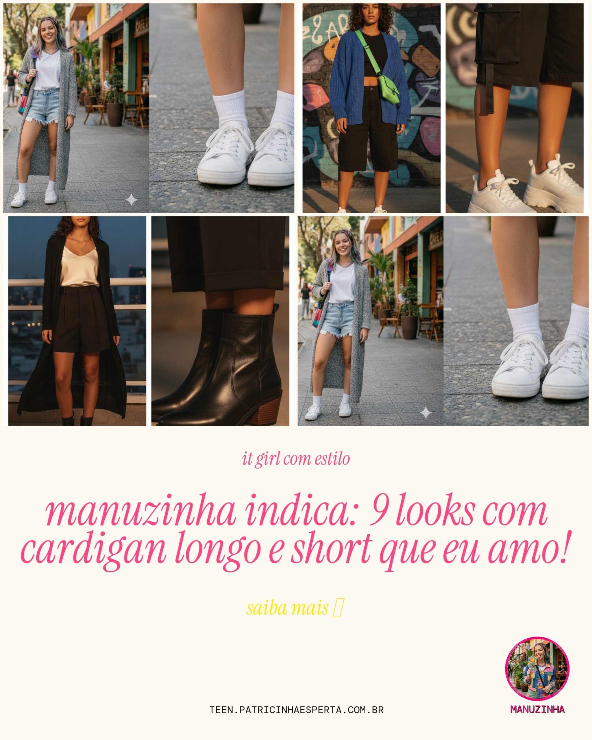 cardigan longo com short
