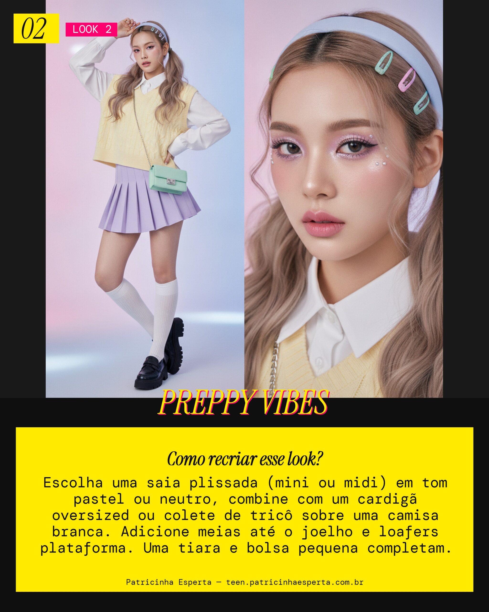 Look 2: Preppy Descolado com Saia Plissada