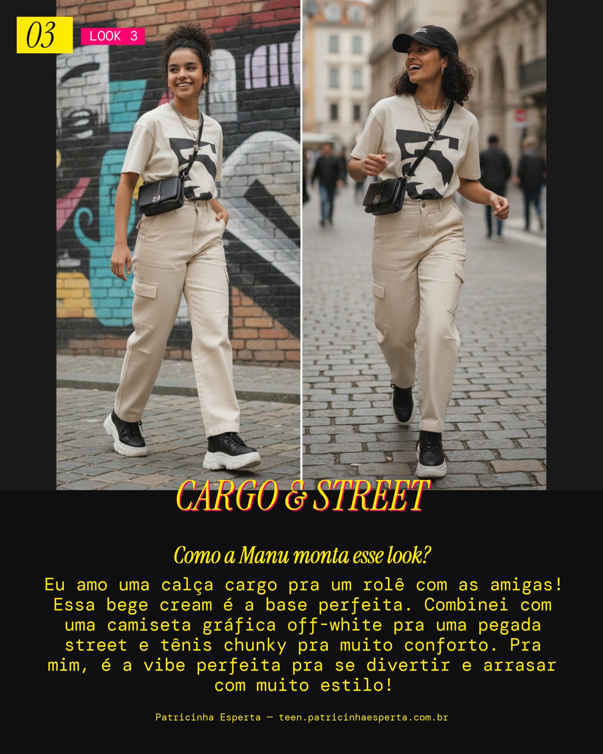MANU RECOMENDA: Calça Cargo Bege pra Rolê com as Amigas
