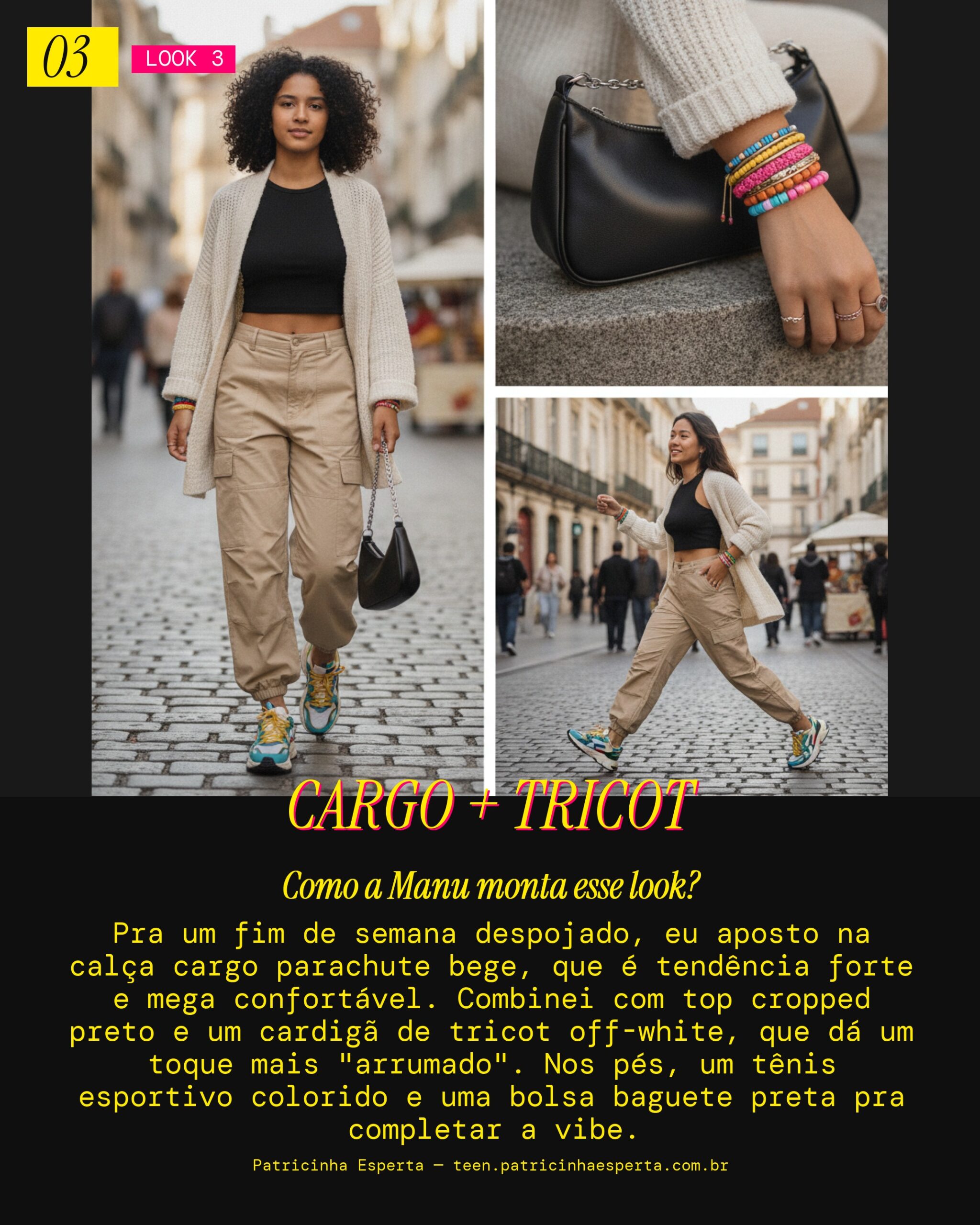 MANU RECOMENDA: Calça Cargo Parachute com Tricot pro FDS