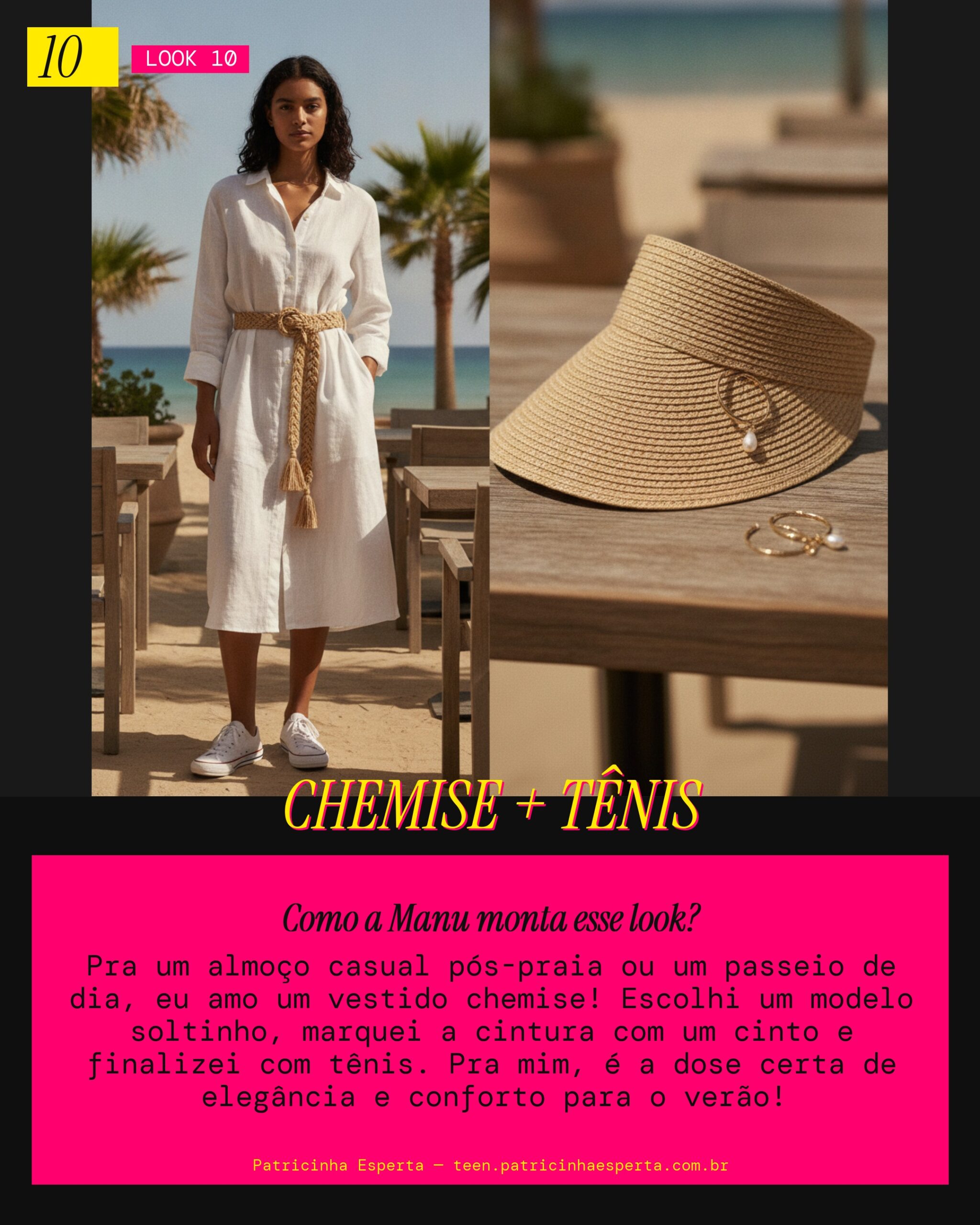 MANU RECOMENDA: Vestido Chemise com Cinto e Tênis Pra Almoço Casual