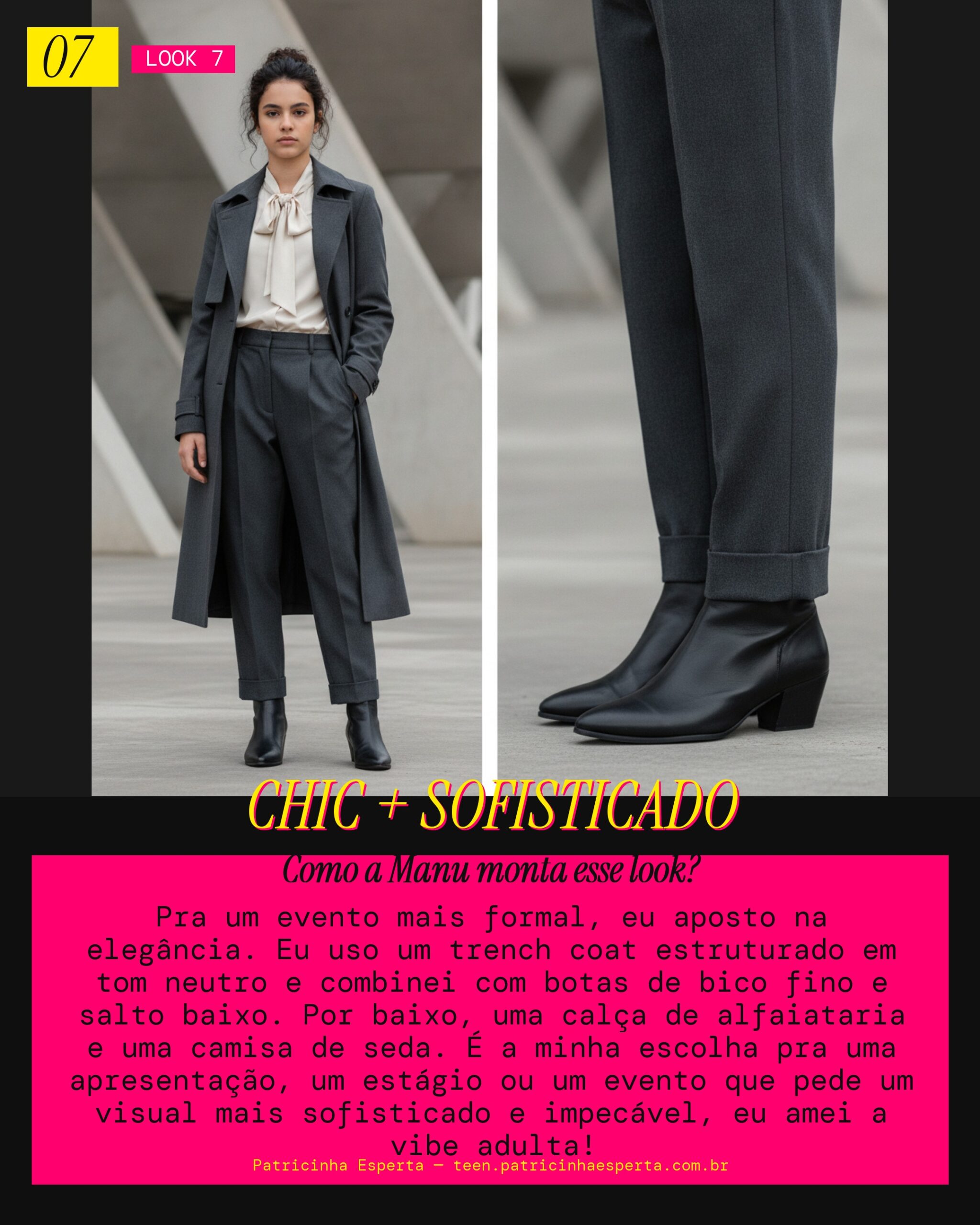 MANU RECOMENDA: Trench Estruturado e Botas de Bico Fino pra Evento Formal