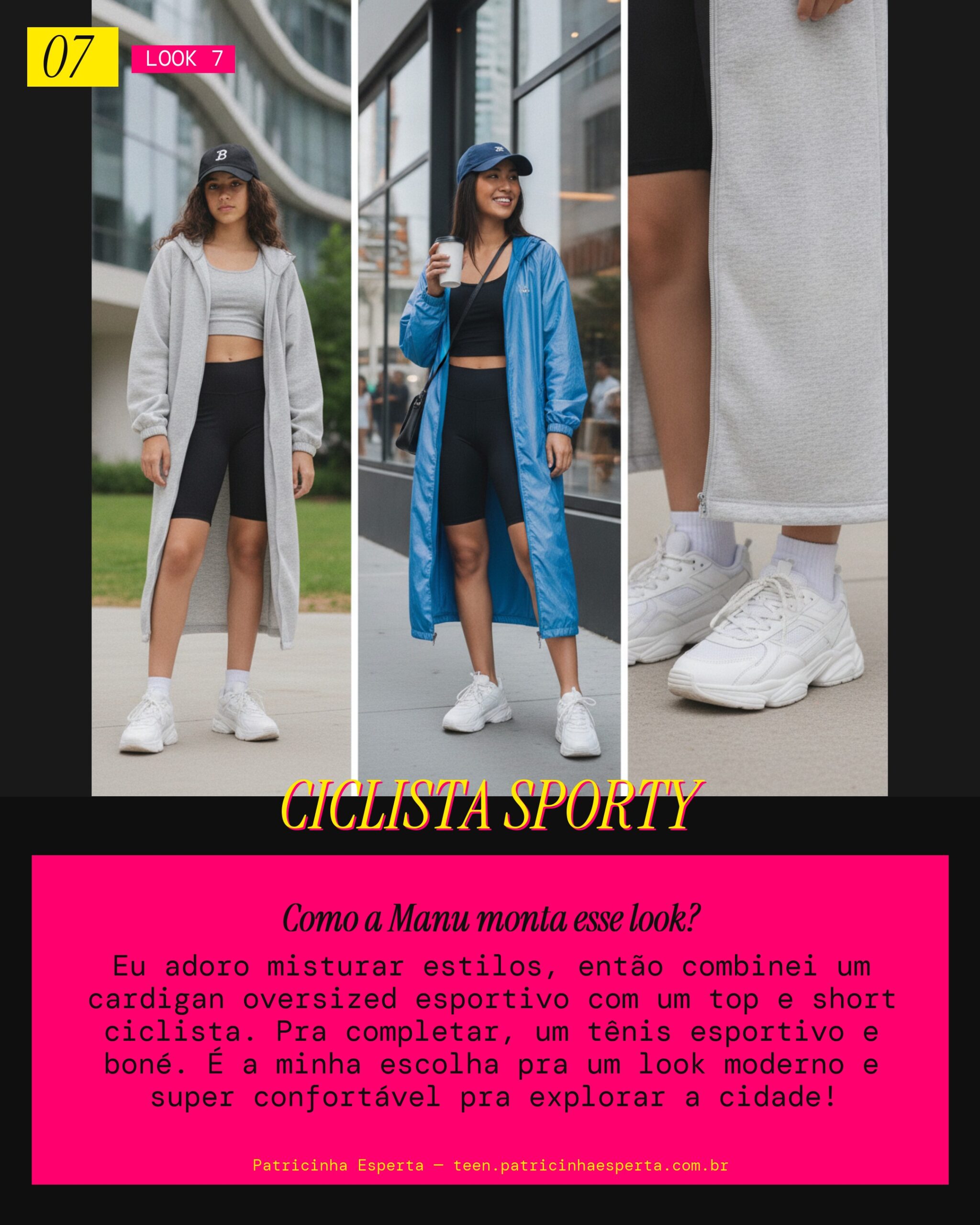 MANU RECOMENDA: Cardigan Esportivo e Short Ciclista pra Vibe Urbana