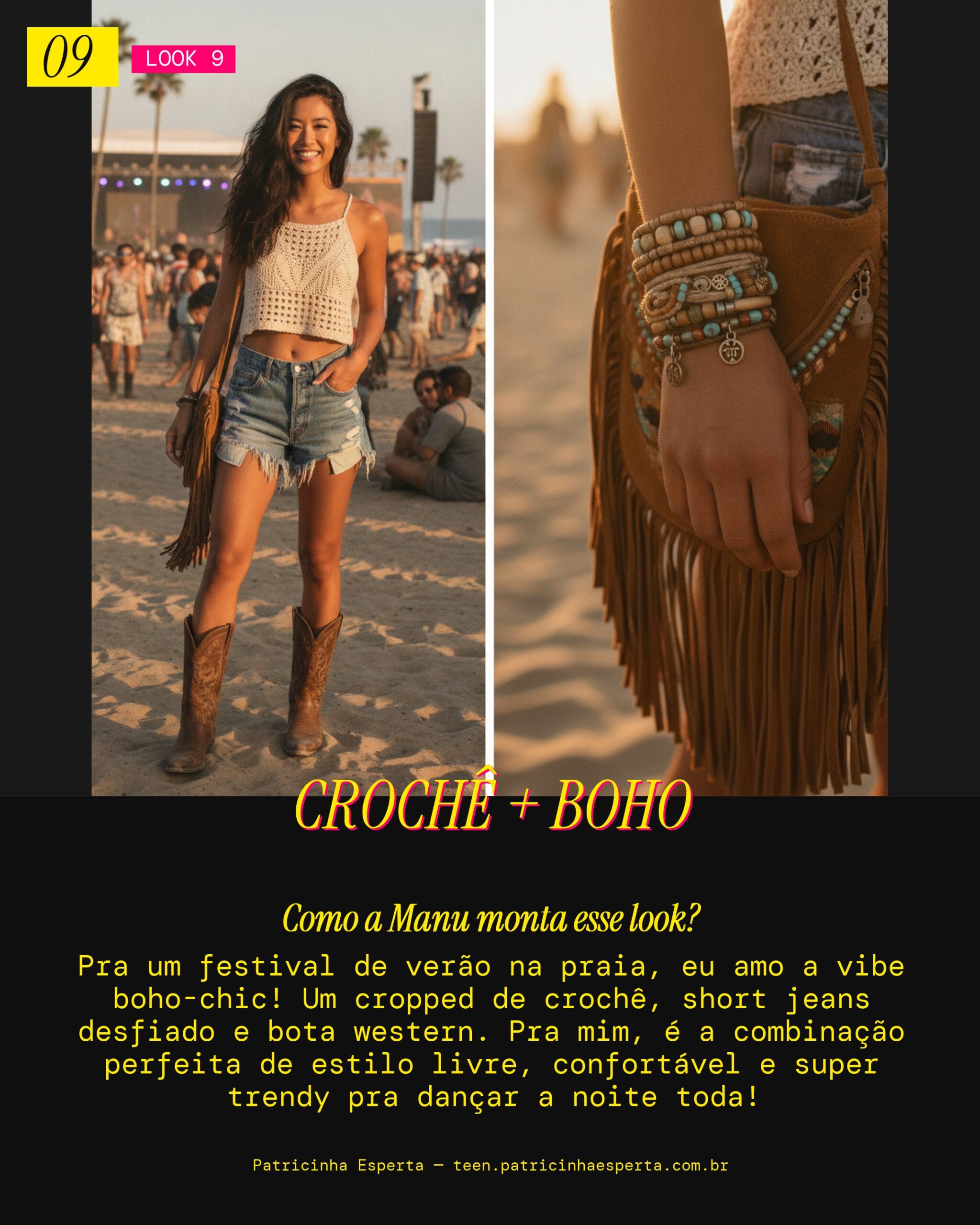 MANU RECOMENDA: Cropped de Crochê e Short Desfiado Pra Festival de Verão