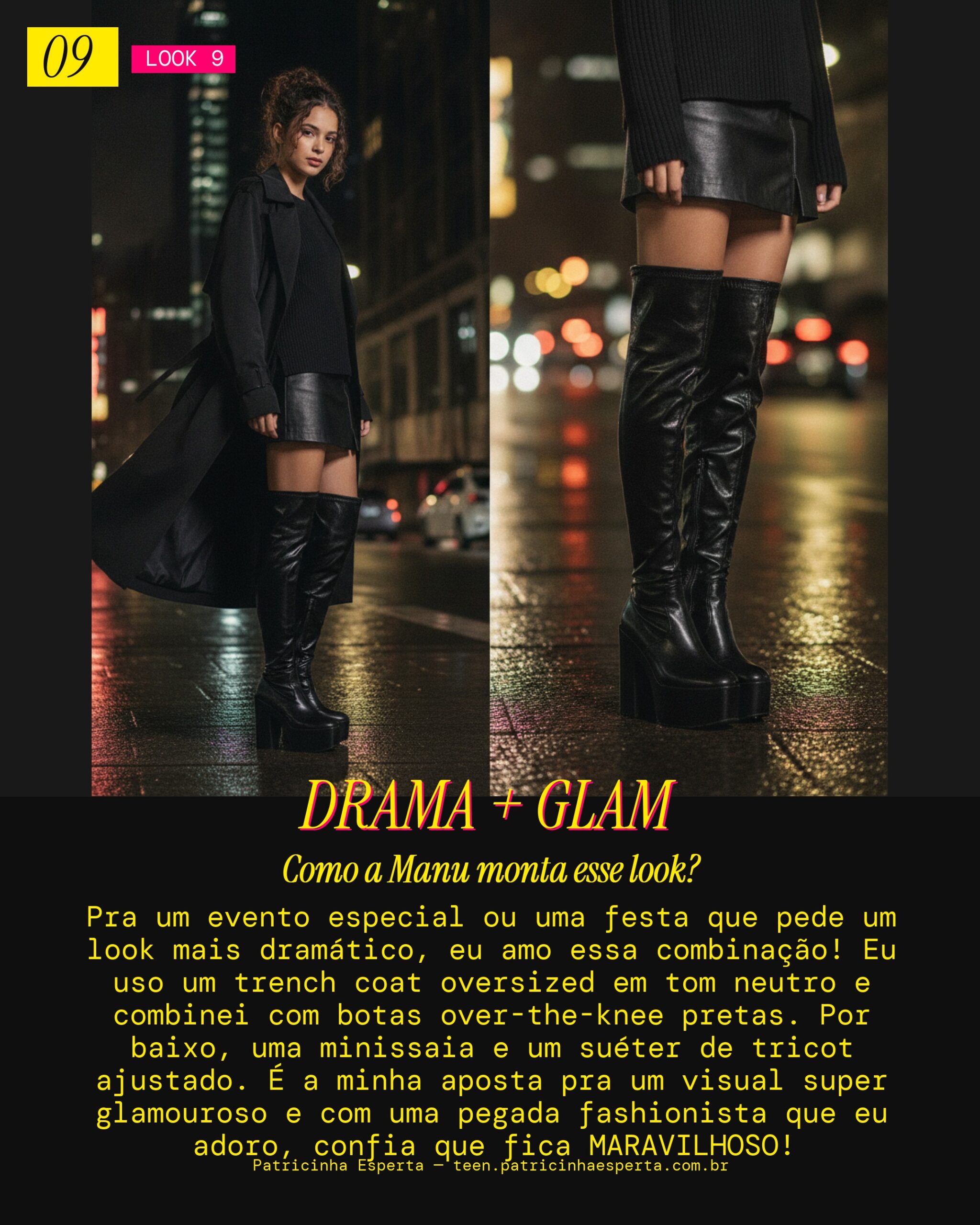 MANU RECOMENDA: Trench Oversized e Botas Over-the-Knee com Minissaia