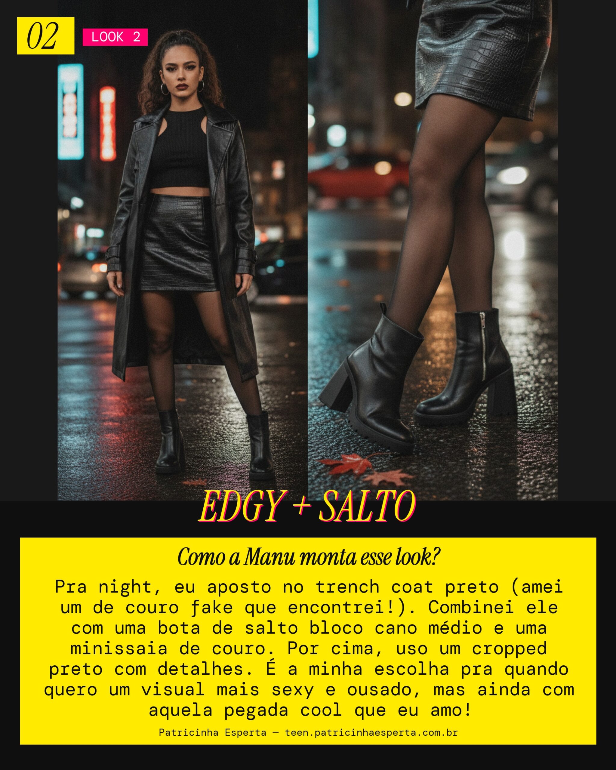 MANU RECOMENDA: Trench Preto com Botas de Salto pra Night