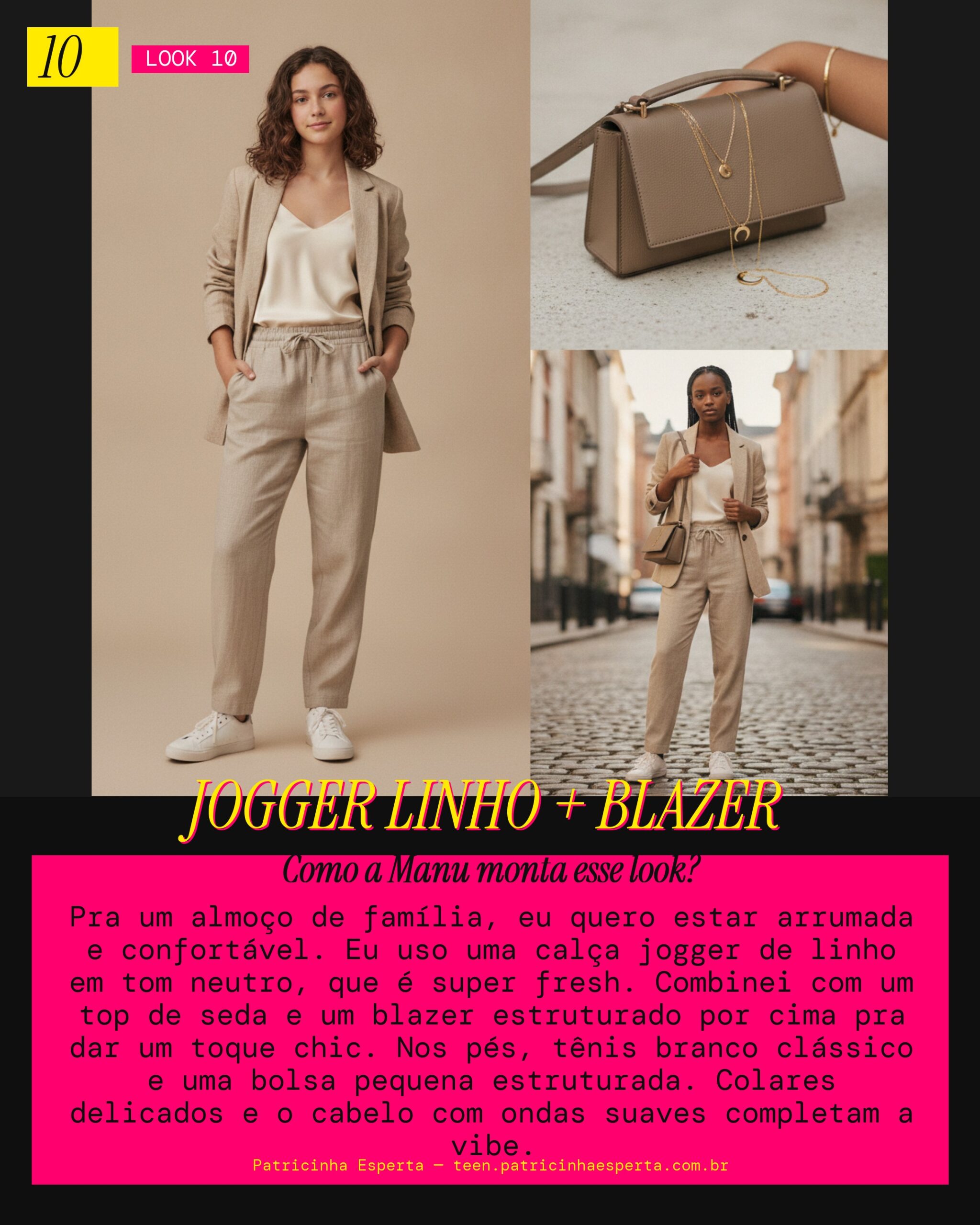MANU RECOMENDA: Calça Jogger de Linho com Blazer e Tênis Branco (Almoço de Família)