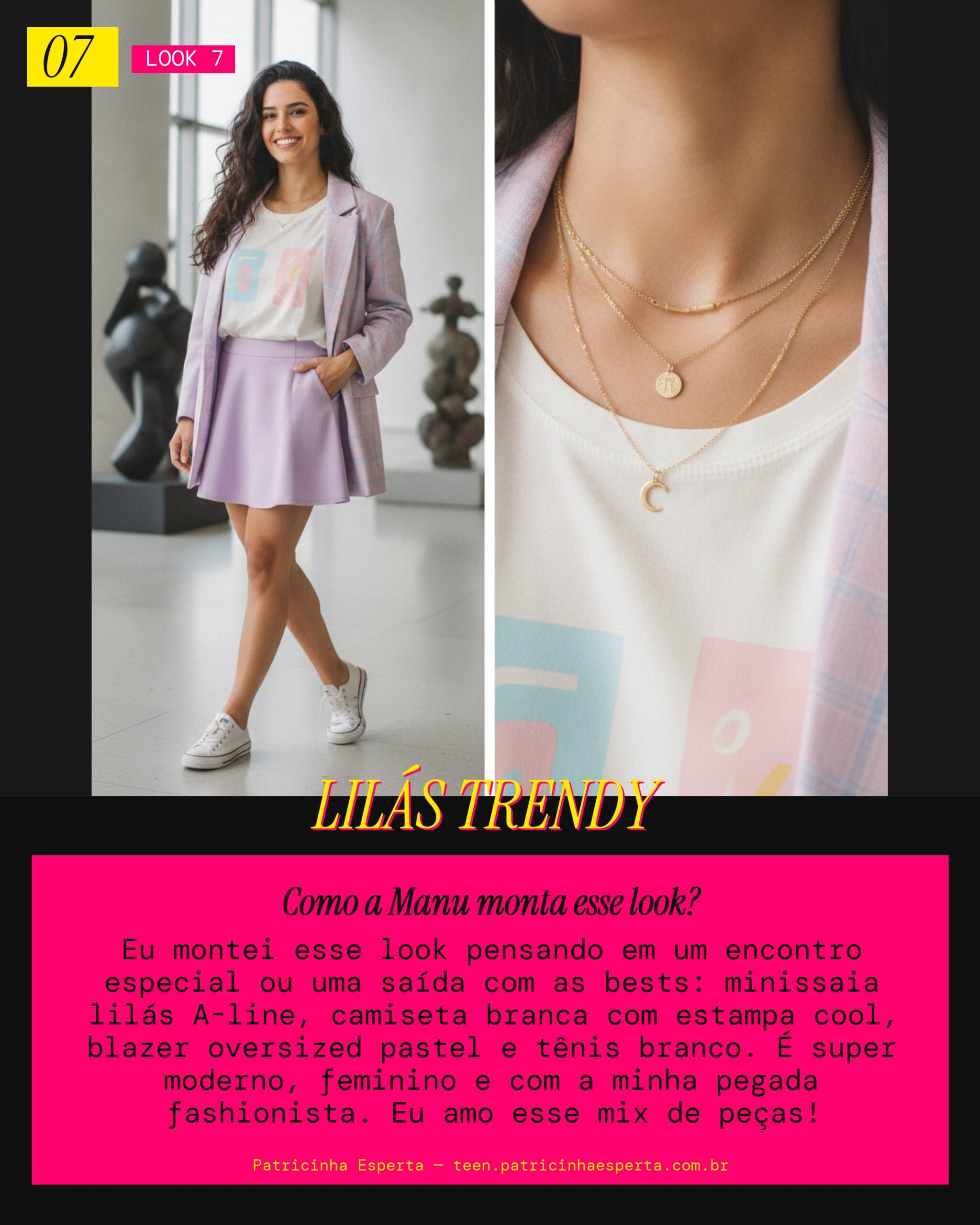 MANU RECOMENDA: Minissaia Lilás com Blazer Oversized pra um Encontro