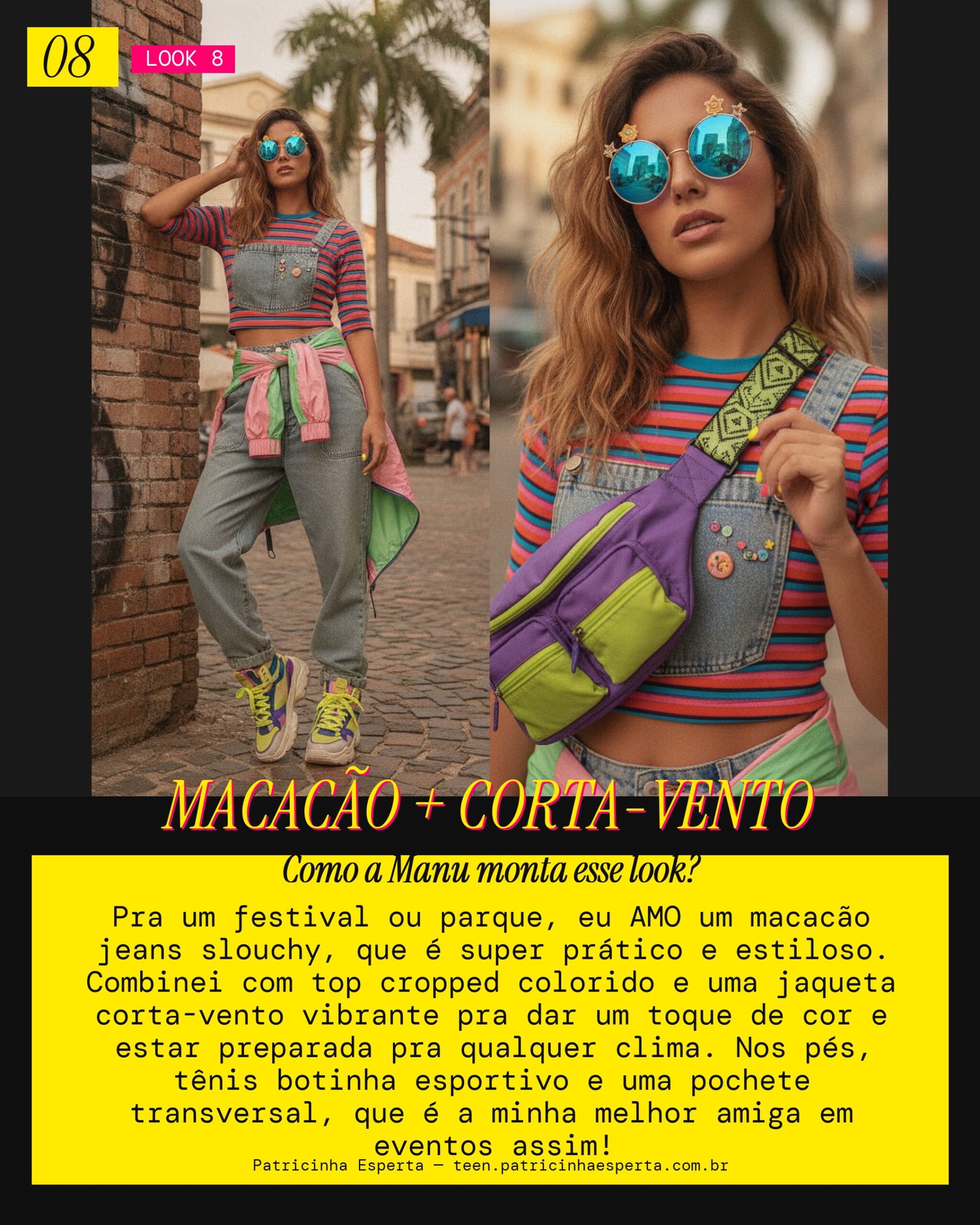 MANU RECOMENDA: Macacão Jeans com Corta-Vento pro Festival