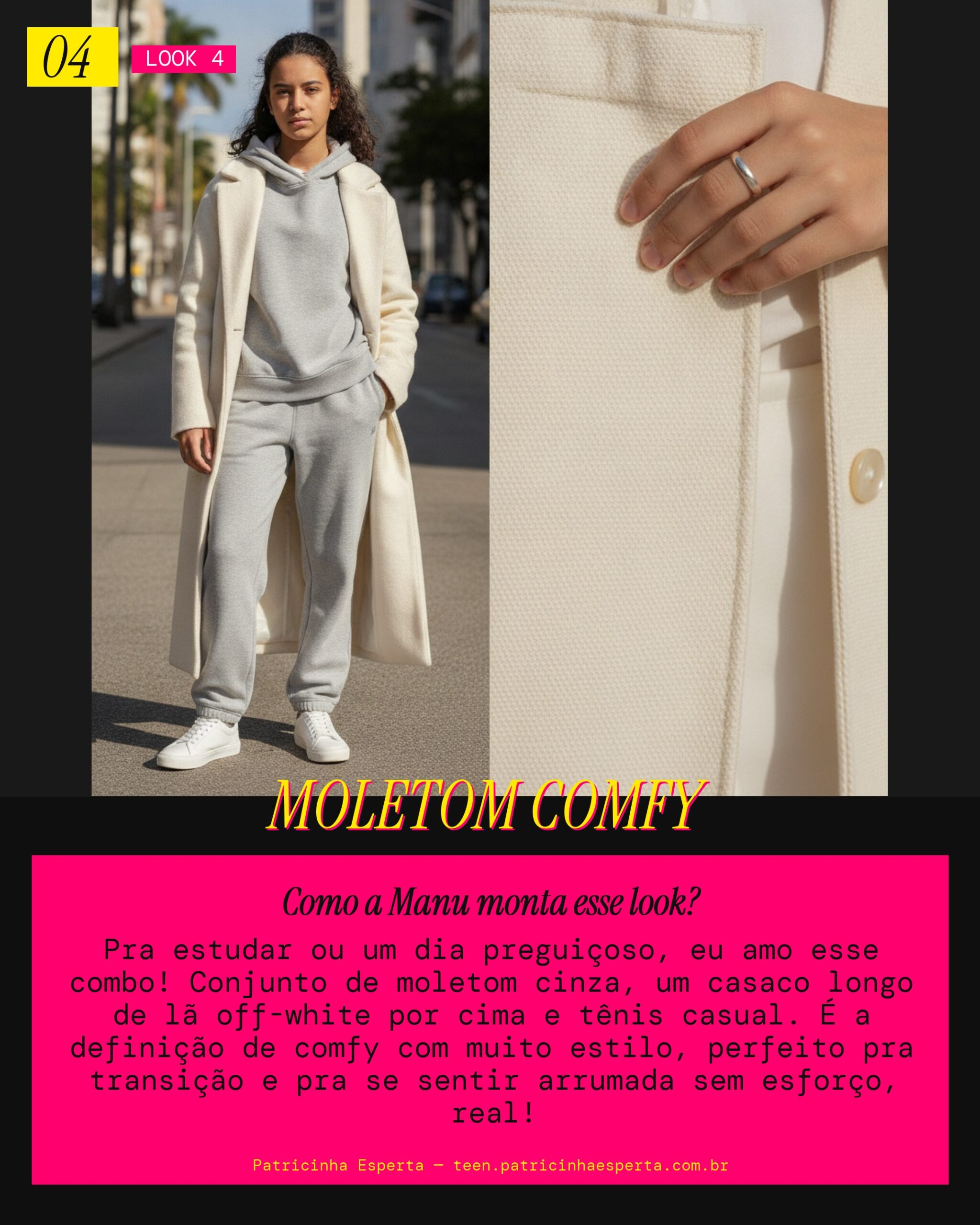 MANU RECOMENDA: Conjunto de Moletom Cinza pro Estudo Comfy & Chic