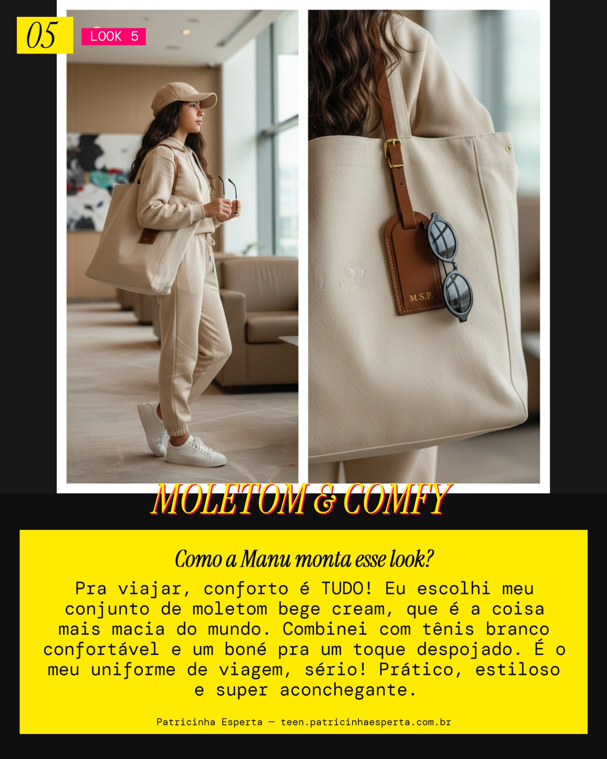 MANU RECOMENDA: Conjunto de Moletom Bege pra Viagem