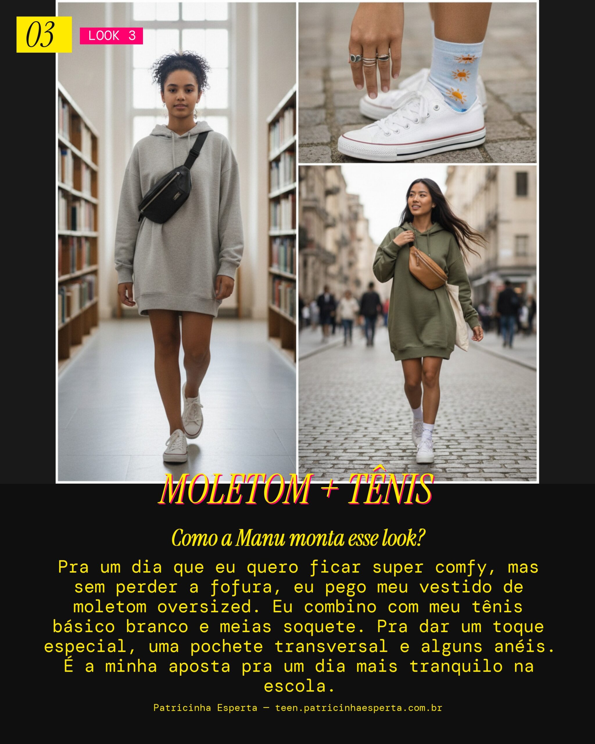 MANU RECOMENDA: Vestido Moletom + Tênis Básico pra um Dia Leve e Fofo