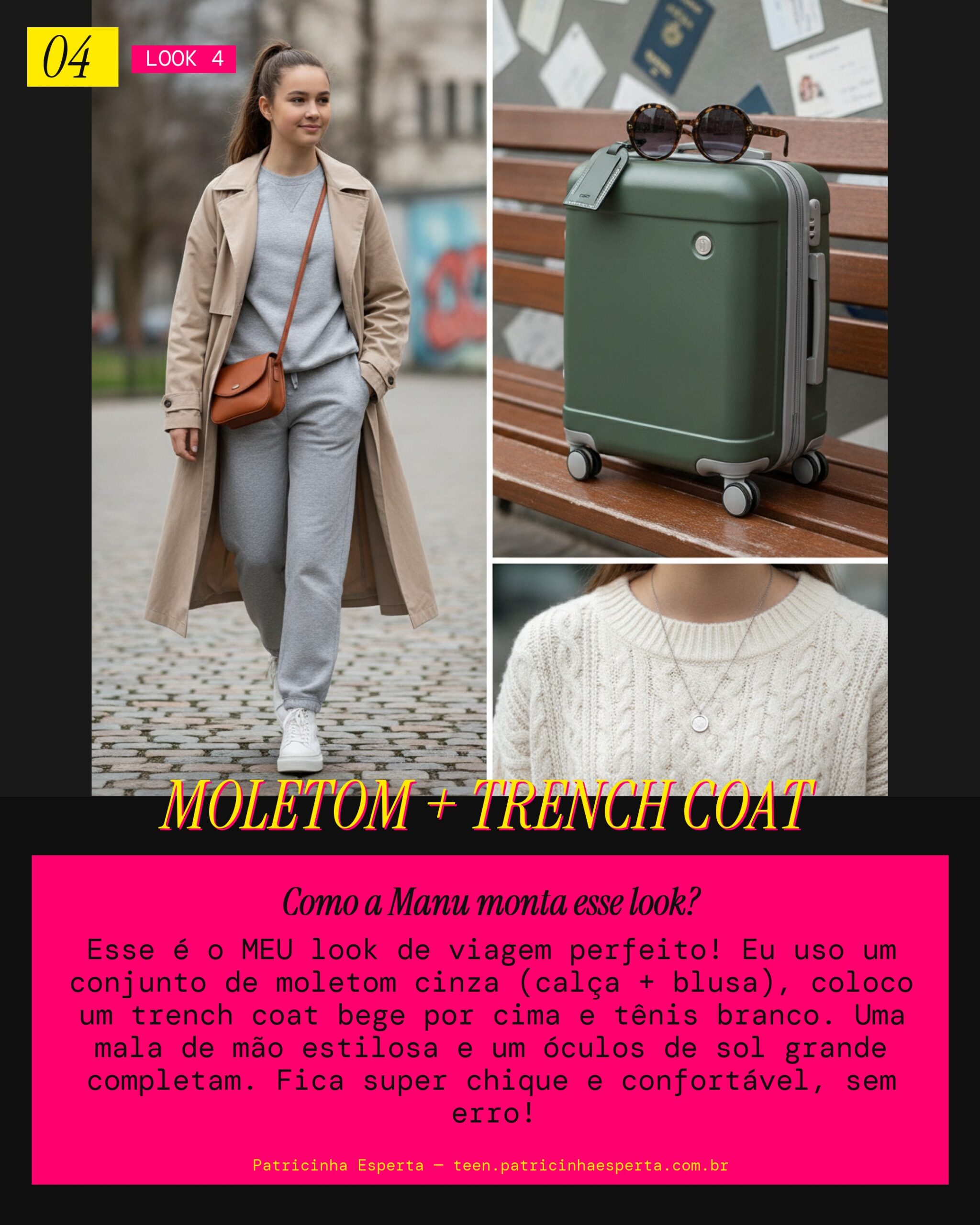 MANU RECOMENDA: Conjunto de Moletom e Trench Coat pra Viagem
