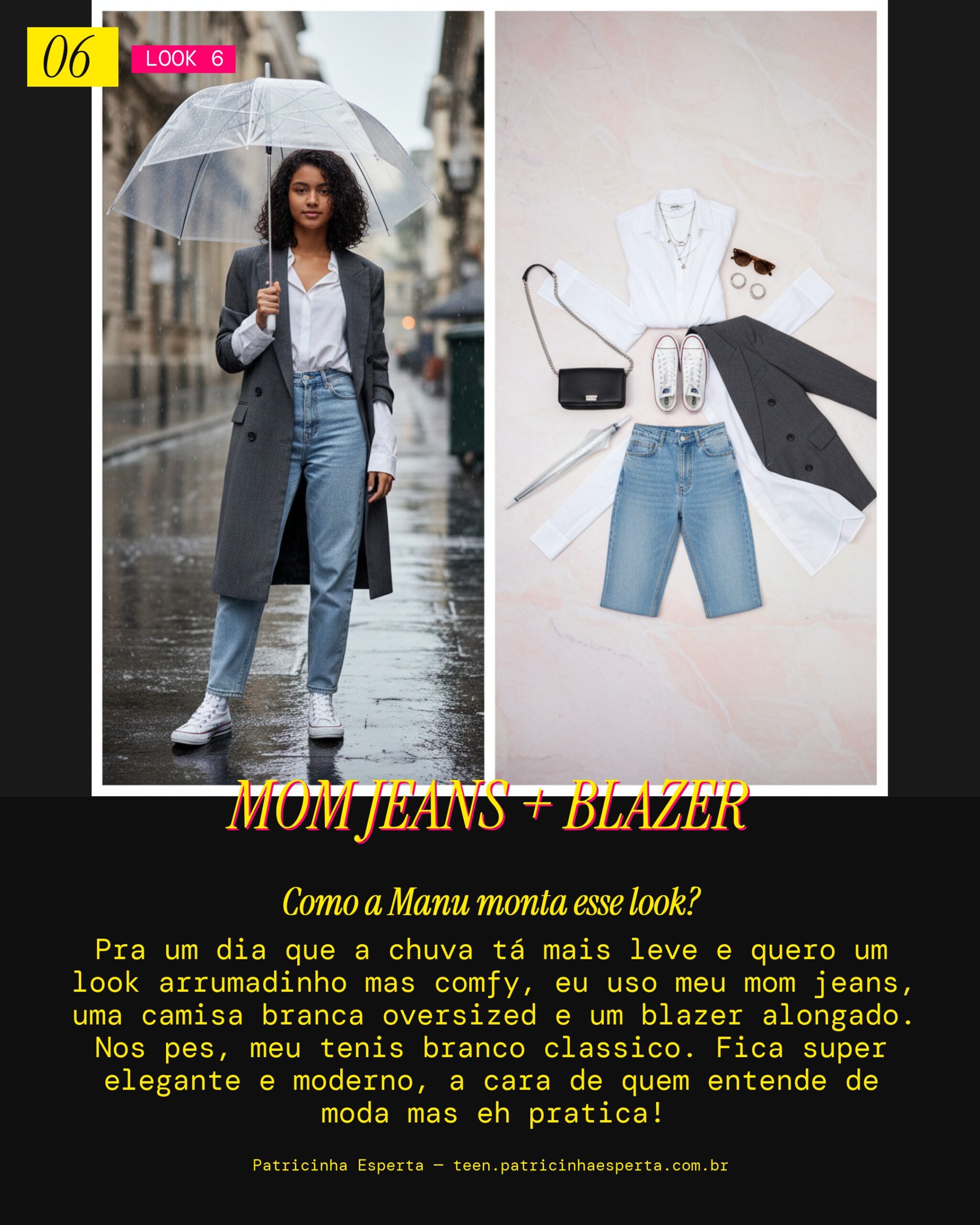 MANU RECOMENDA: Elegância Minimalista para um Dia de Chuva Leve