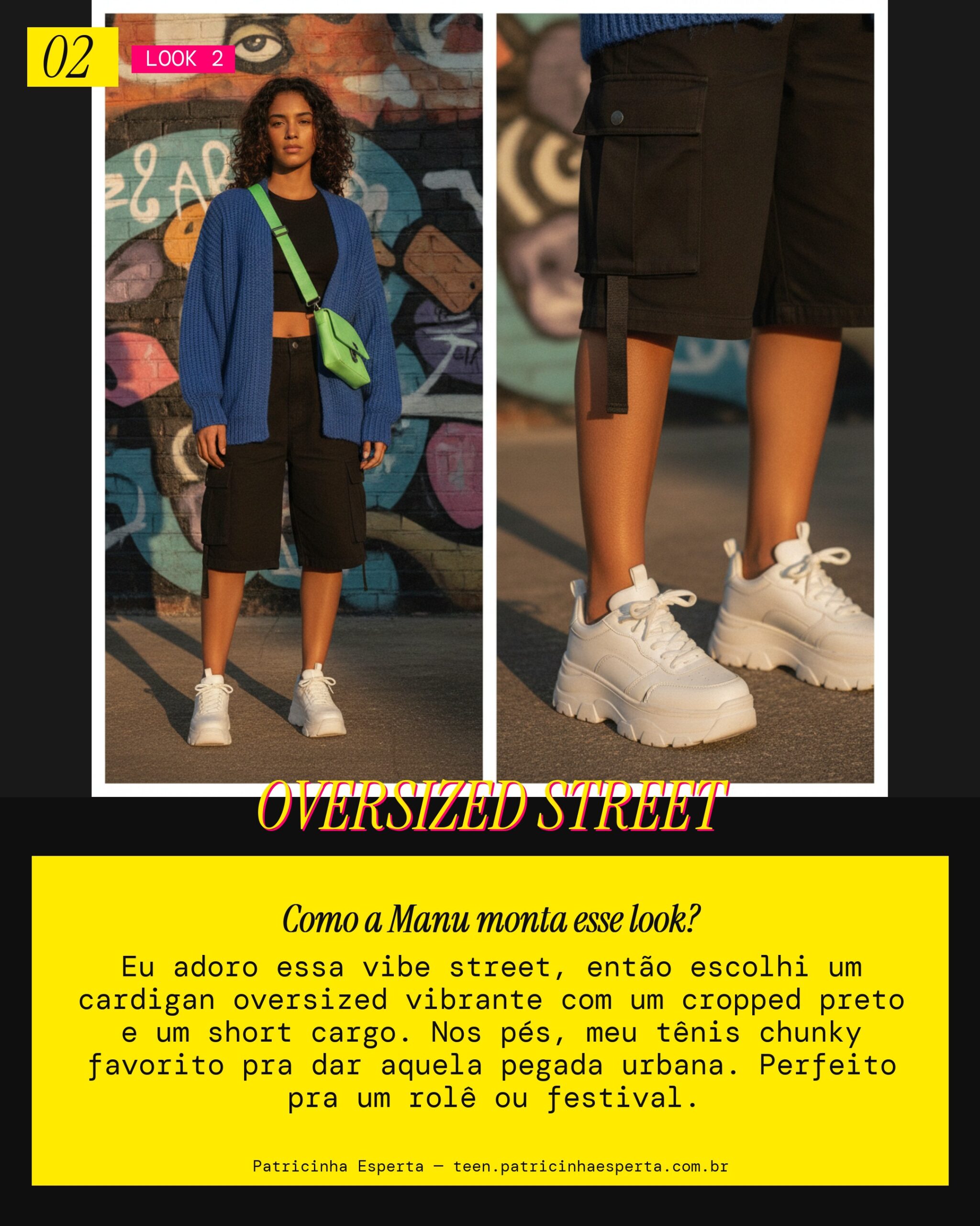 MANU RECOMENDA: Cardigan Oversized e Short Cargo pra Rolê Street