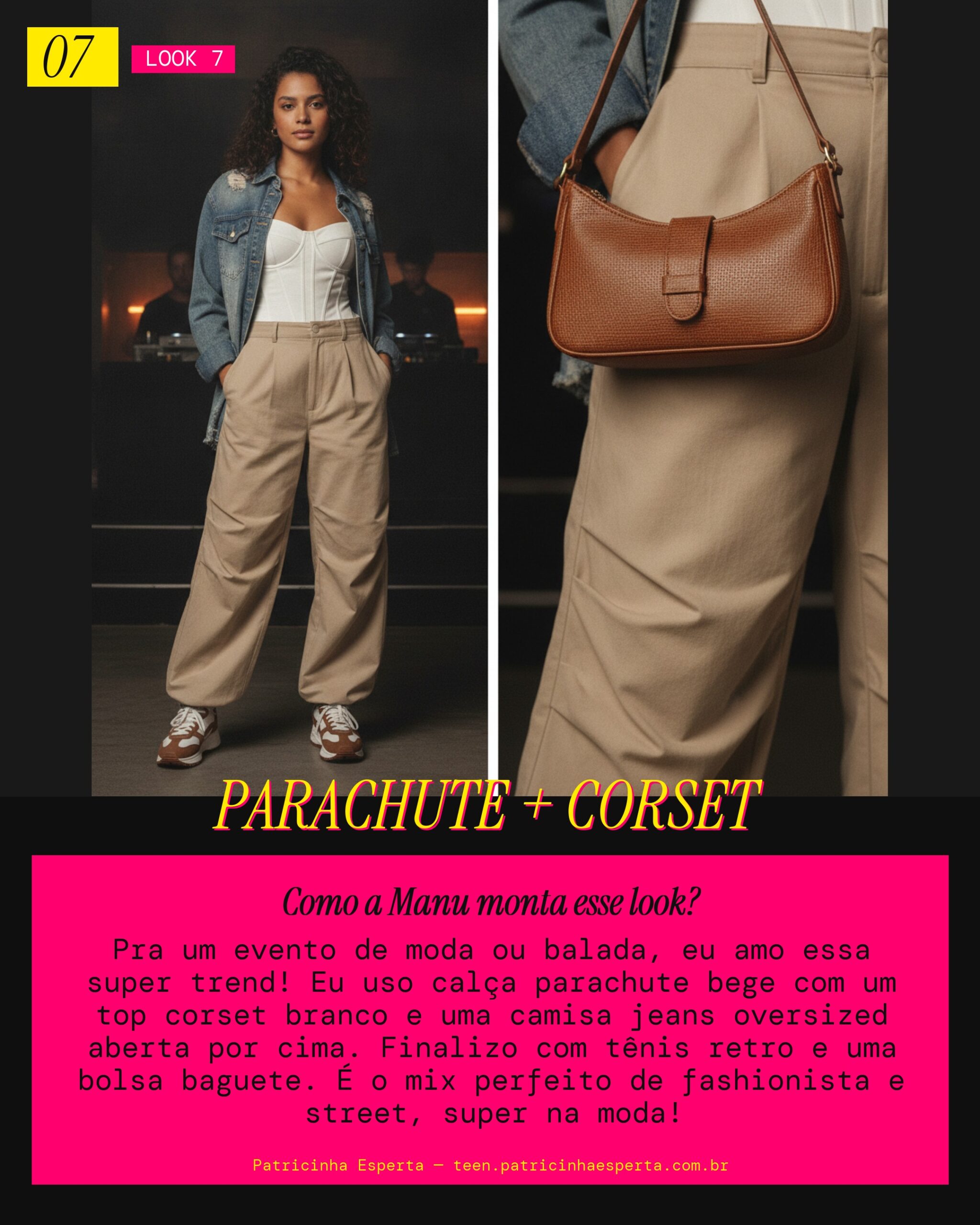MANU RECOMENDA: Calça Parachute com Top Corset Trend pra um Evento de Moda