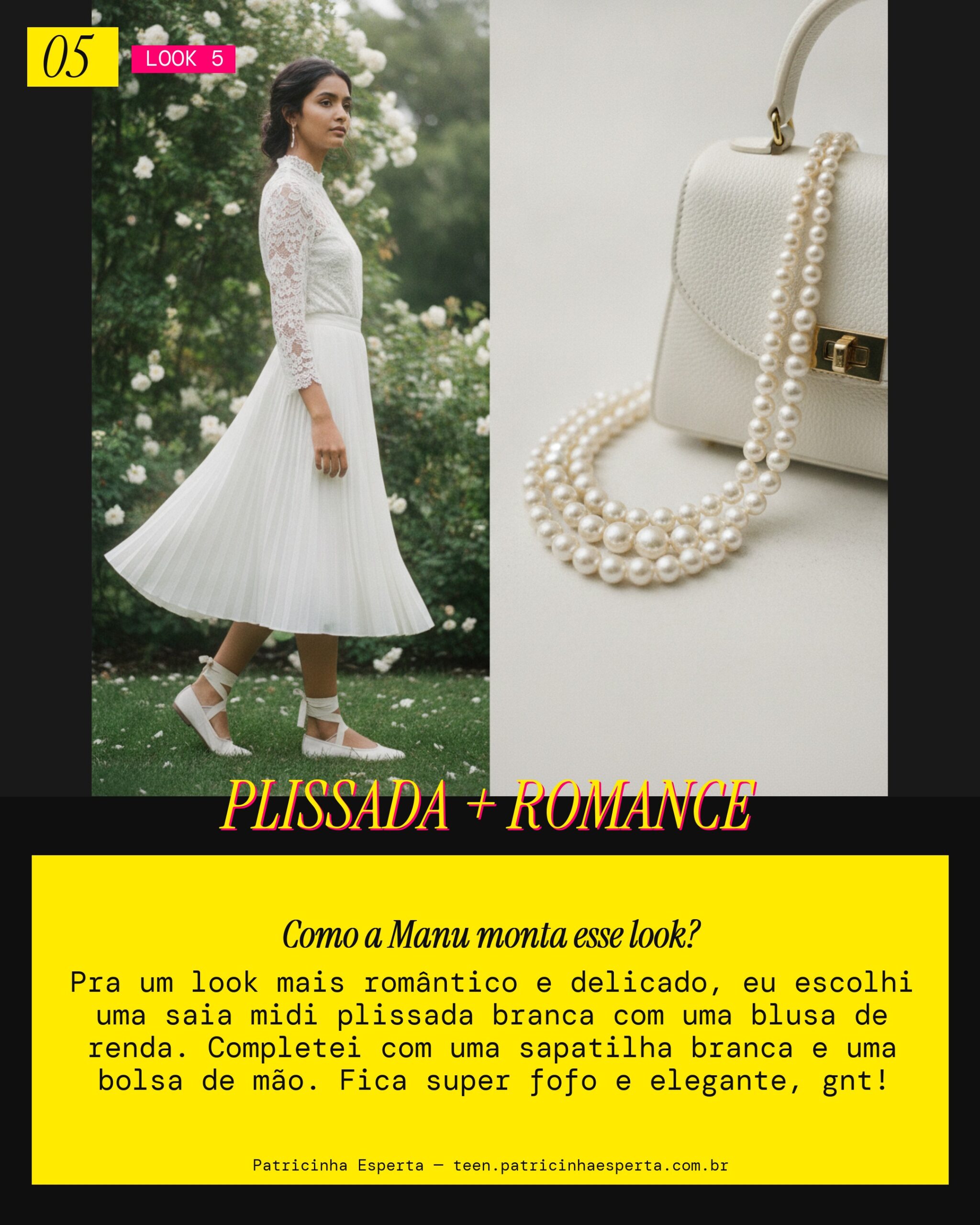MANU RECOMENDA: Saia Plissada All White pra um Look Romântico
