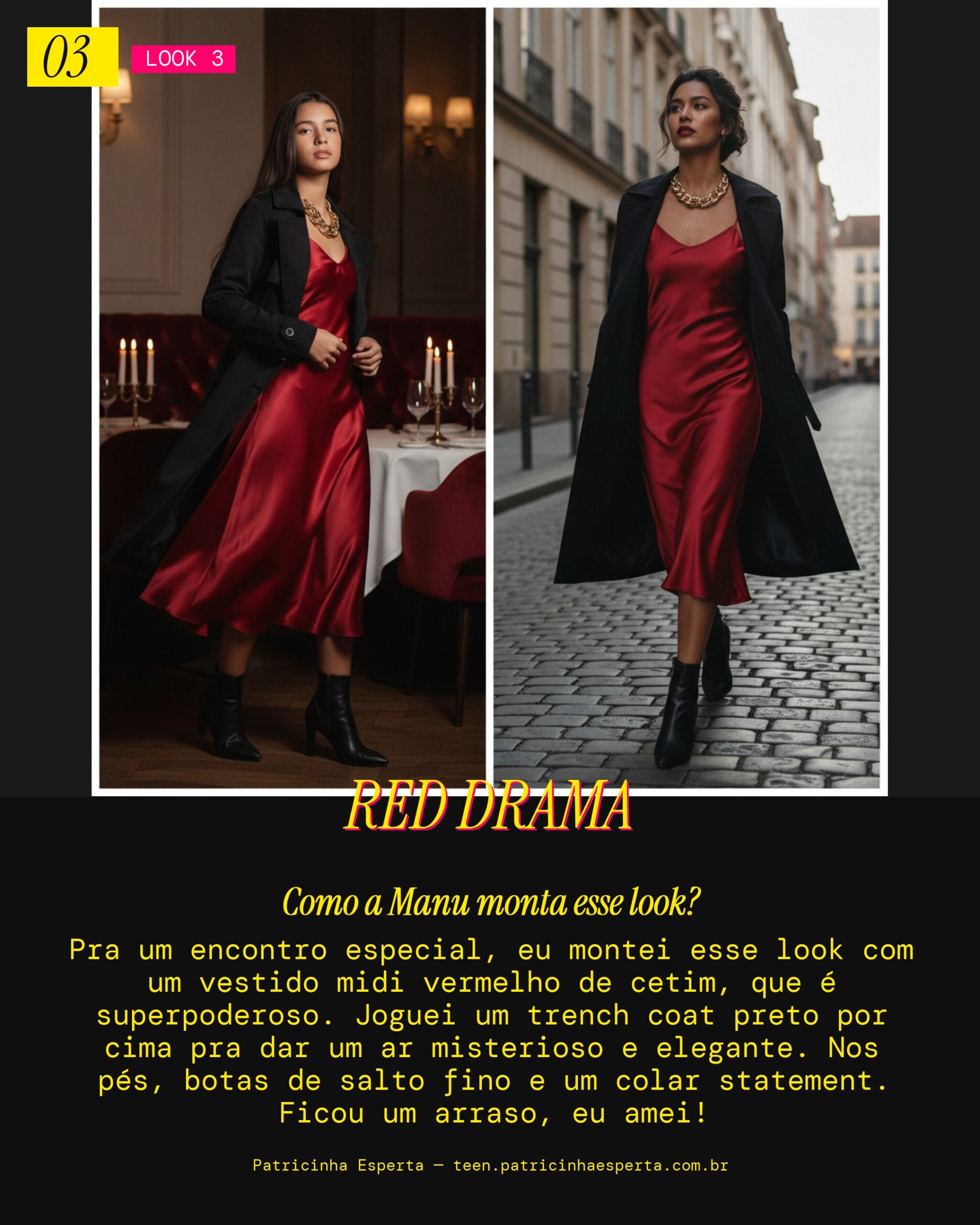 MANU RECOMENDA: Vestido Vermelho de Cetim pra um Encontro Especial