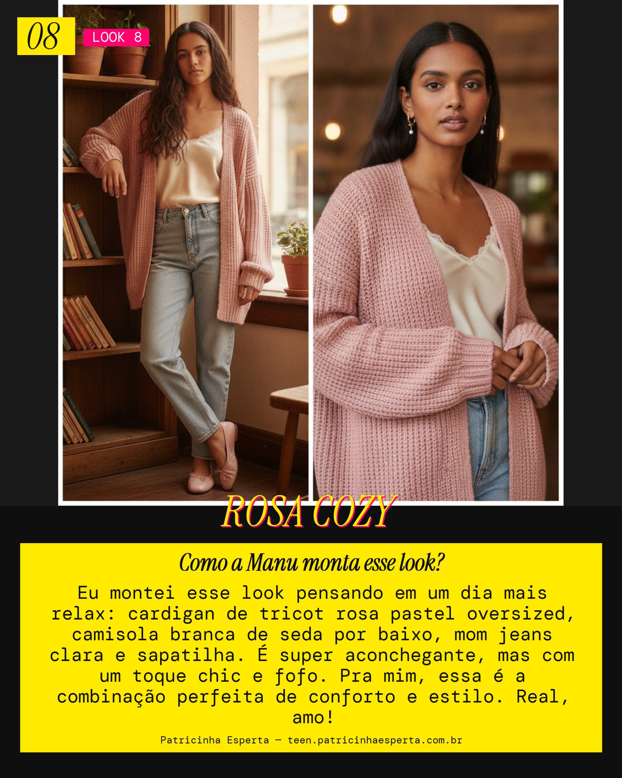 MANU RECOMENDA: Tricot Rosa com Mom Jeans pra um Dia de Relax