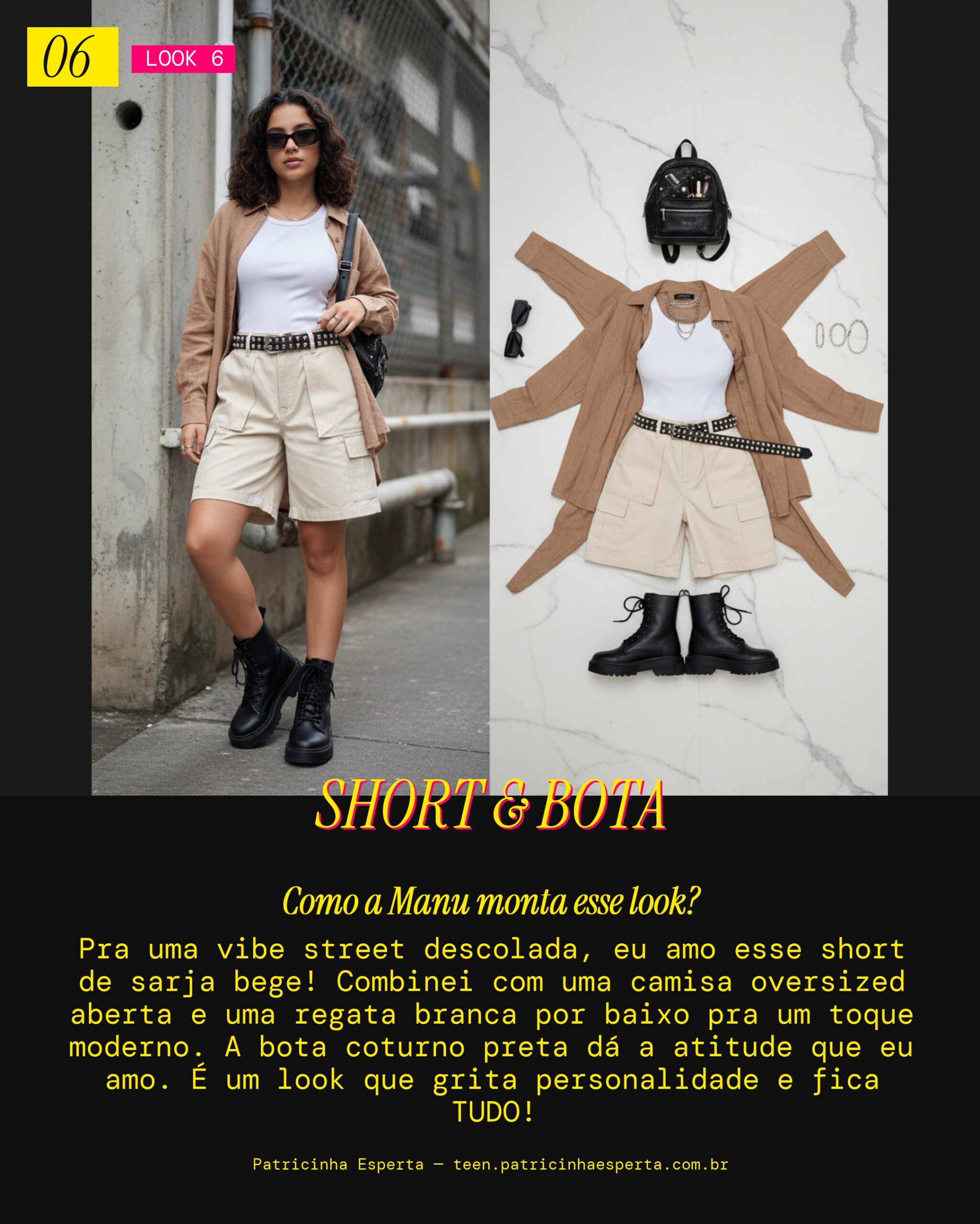 MANU RECOMENDA: Short de Sarja Bege Vibe Street