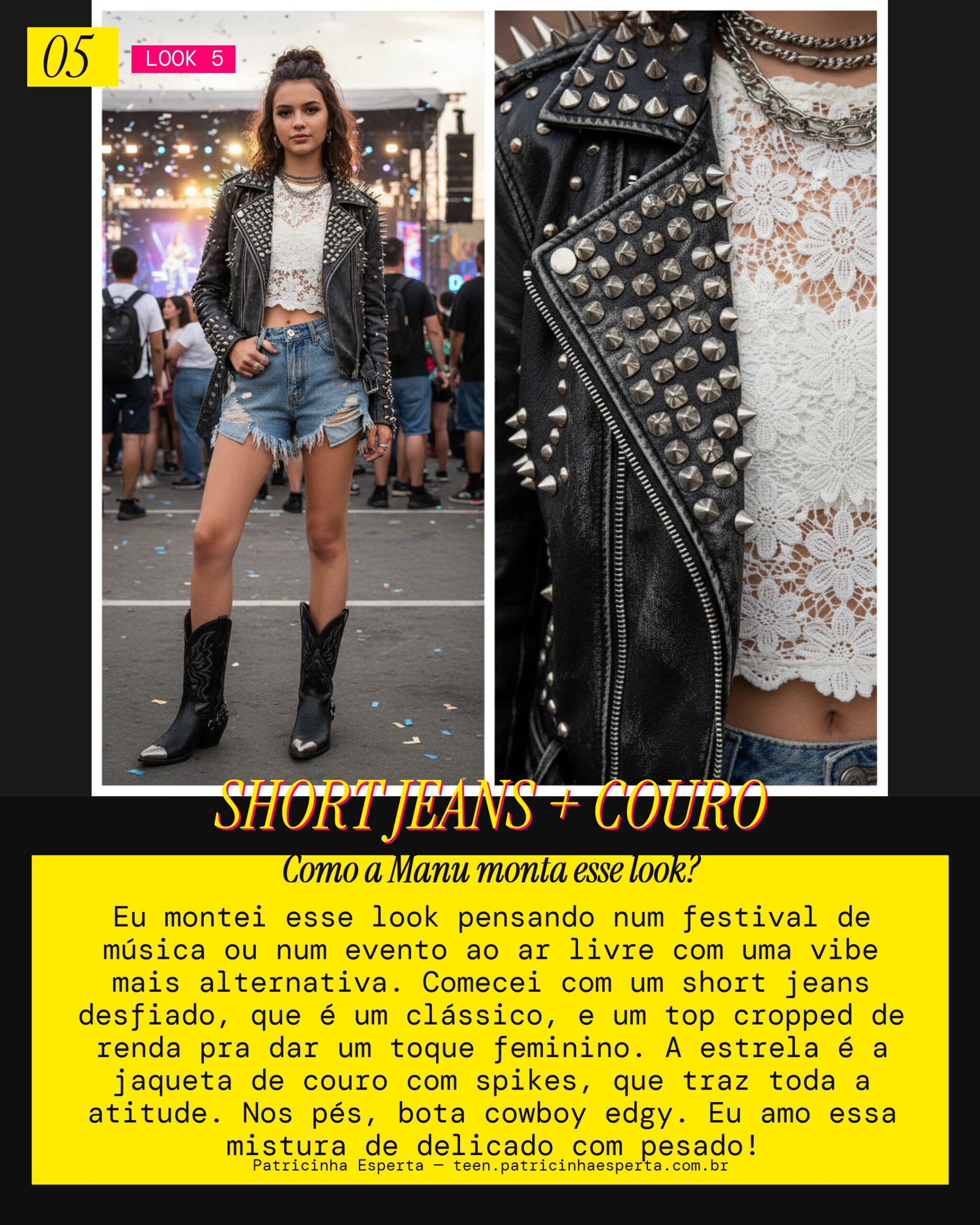 MANU RECOMENDA: Festival Urbano com Jaqueta de Couro e Spikes